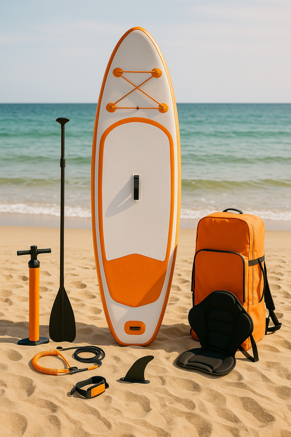 Planche de paddle gonflable orange et blanche en PVC pour sports de plein air, idéale pour la plage, le lac ou les voyages (310 × 82 × 15 cm) cRCgwUo555AH