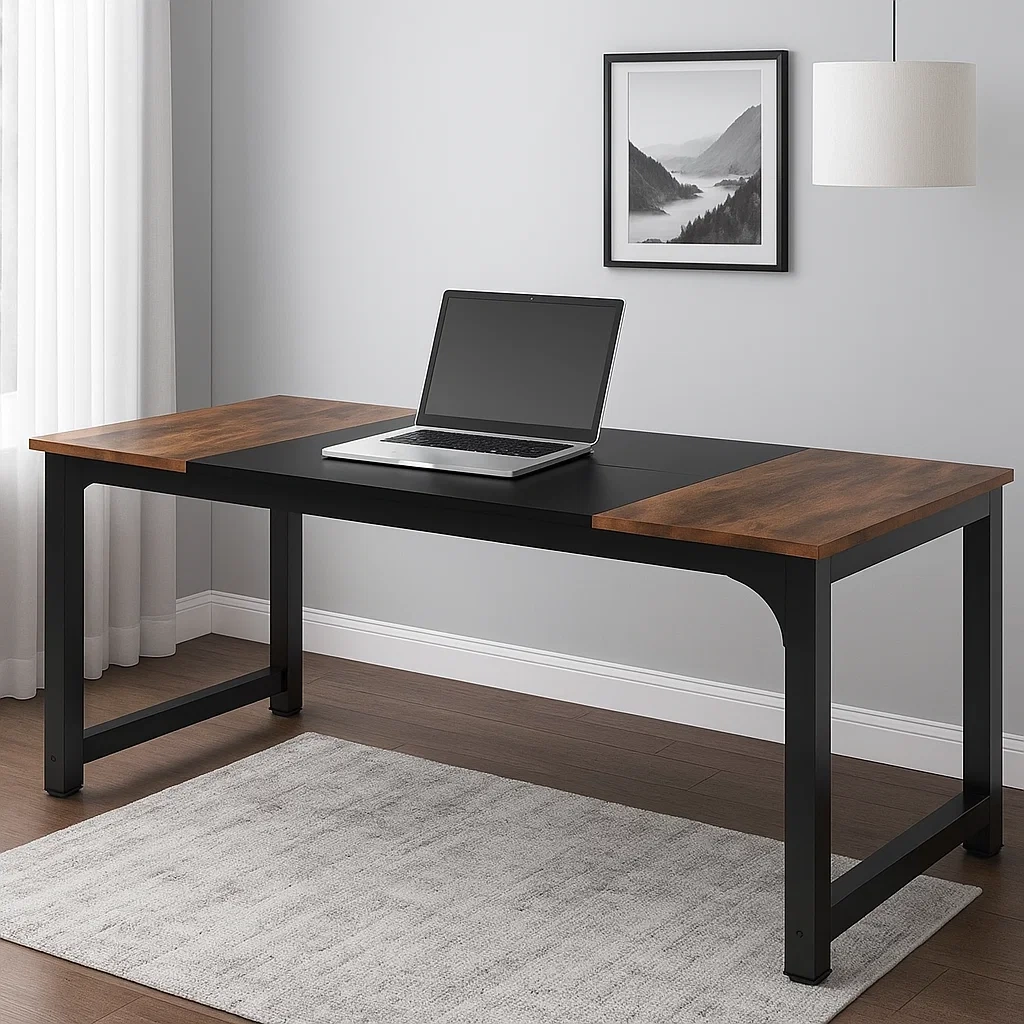 Bureau moderne avec structure en métal et plateau en bois, 120 x 60 x 75 cm - kwwEhou294rI