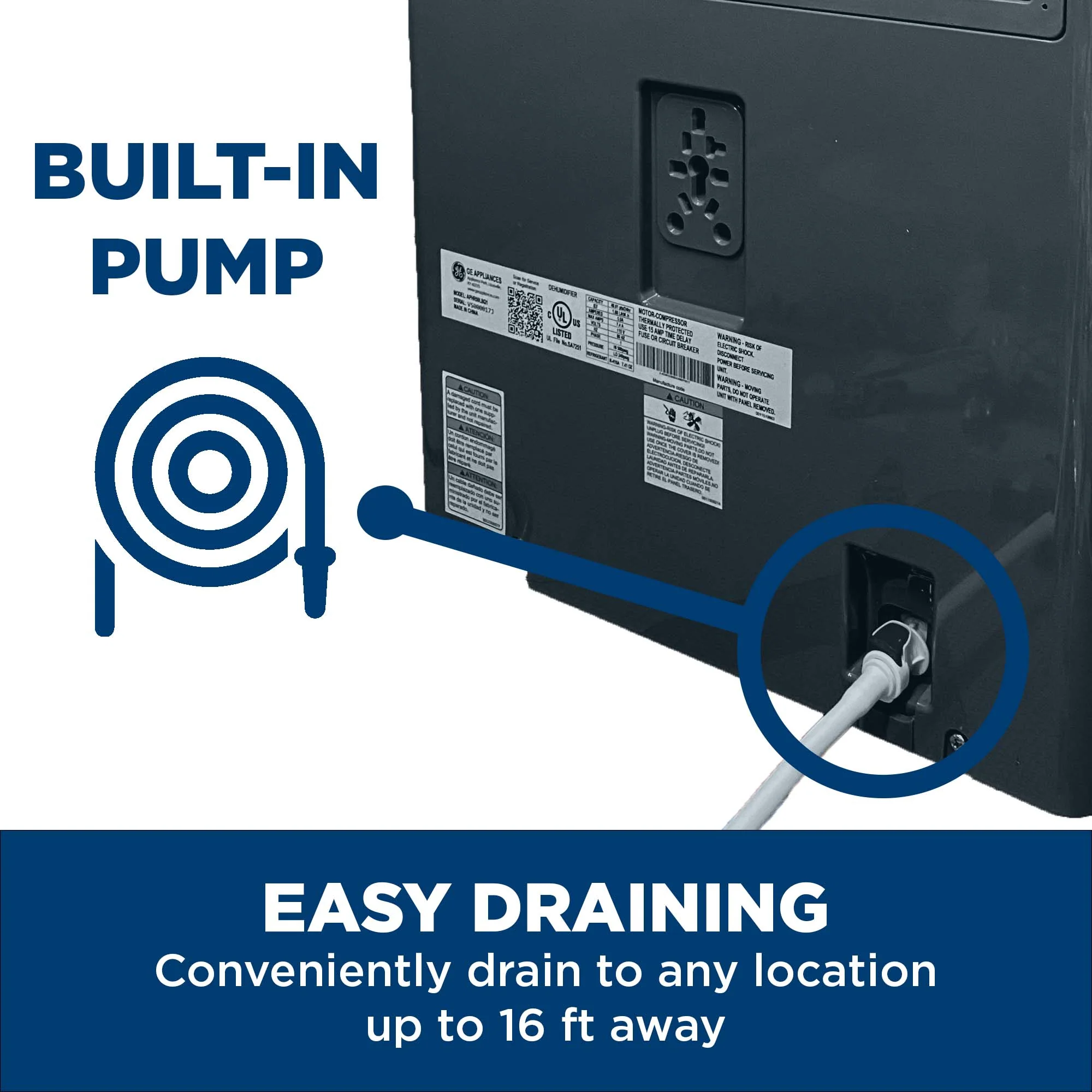 GE Appliances APEW50LZ – Tragbarer Luftentfeuchter mit Energiesparfunktion und integrierter Pumpe für sehr feuchte Räume (2025)