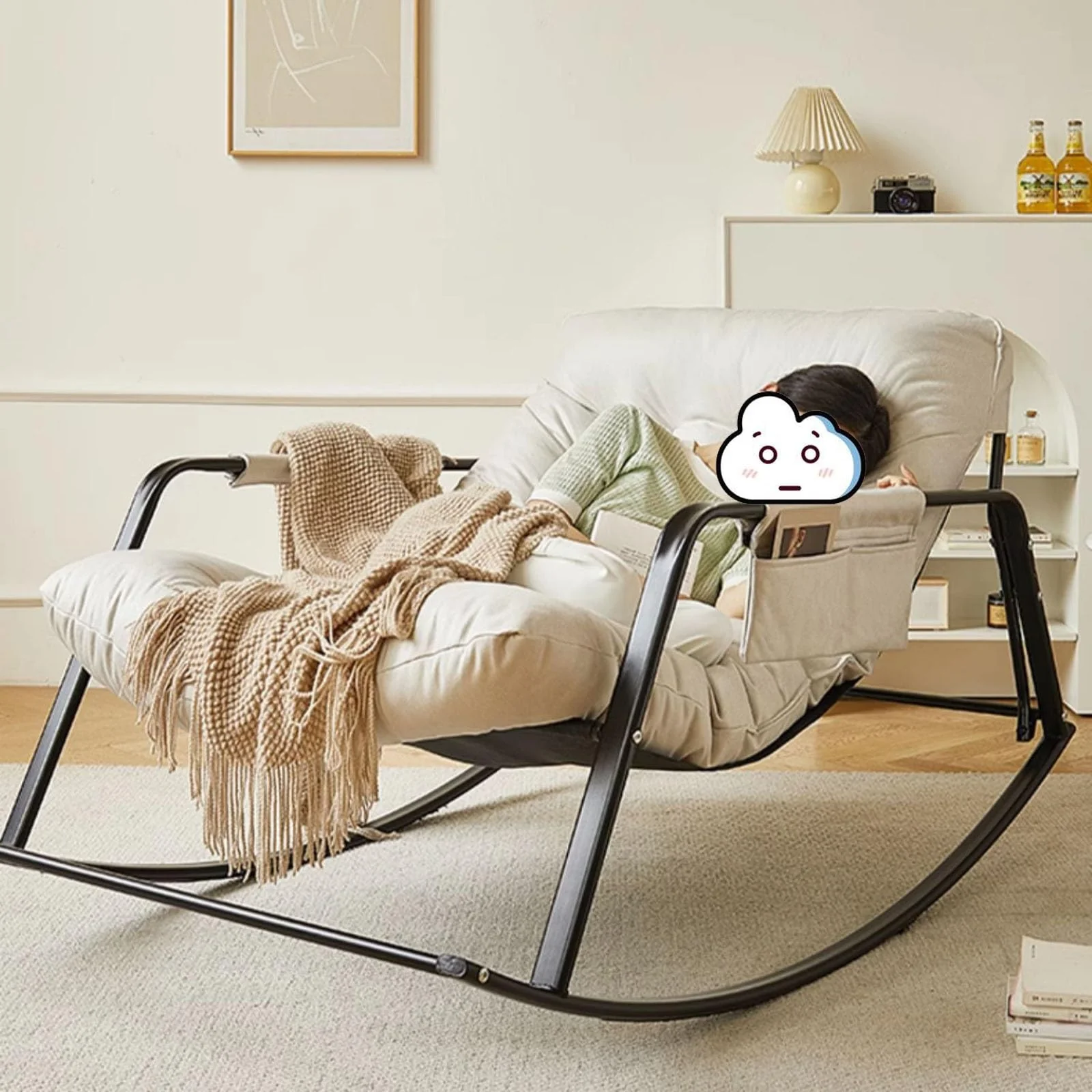 Schaukelstuhl für Terrasse und Garten – Extra großer, voll gepolsterter Schaukelstuhl für den Innen- und Außenbereich