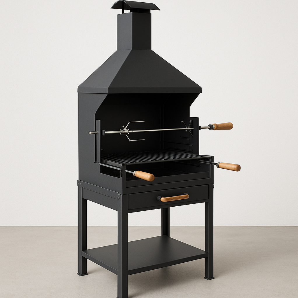 Barbecue à charbon de bois d'extérieur 70x50x130 cm, couleur noire gkRmuVr350AN
