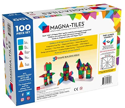Magna-Tiles Set mit 100 transparenten Farben, Lernspielzeug