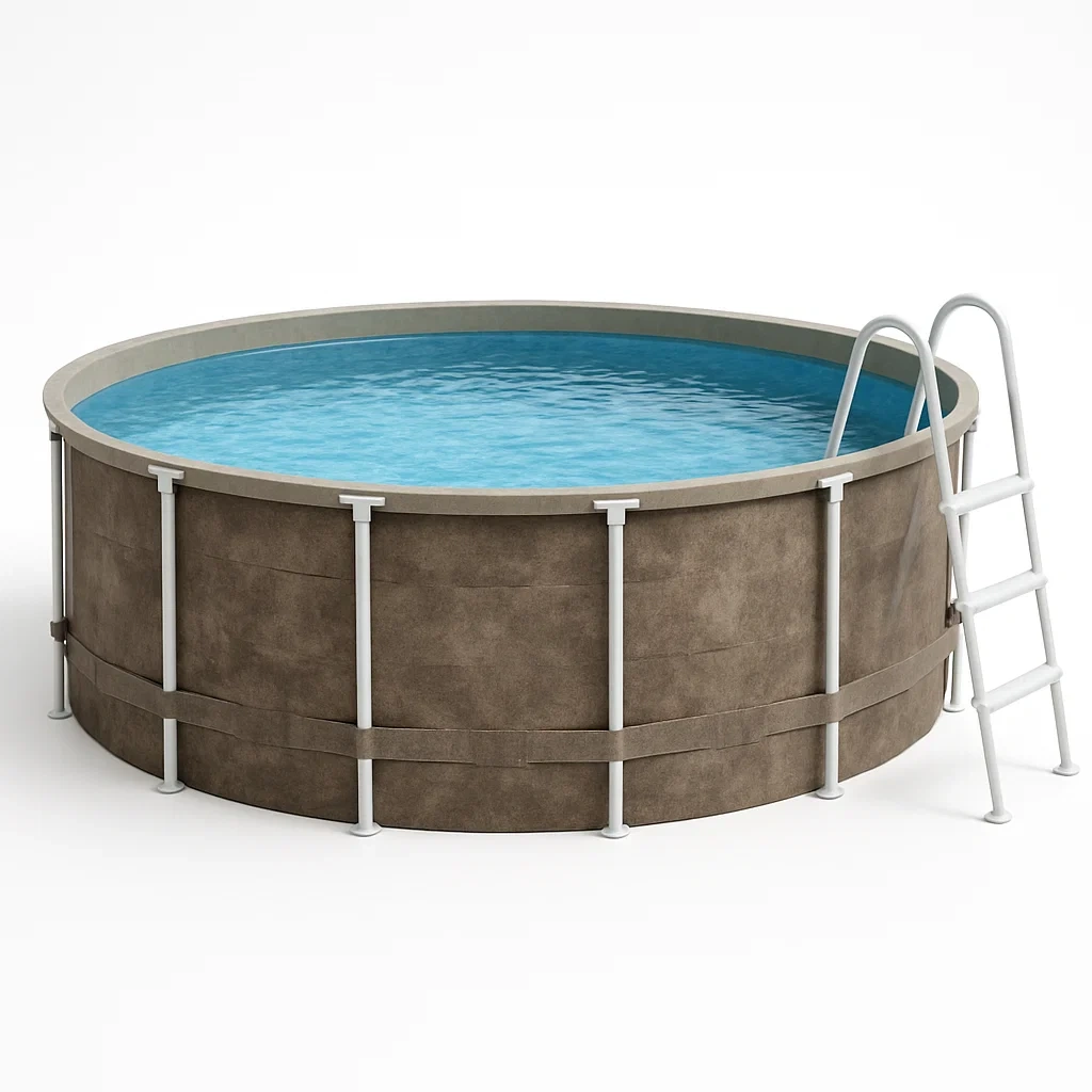 Piscine tubulaire ronde amovible en acier, 298 x 96 cm, marron/gris, avec filtre et échelle nCzjahu233GU