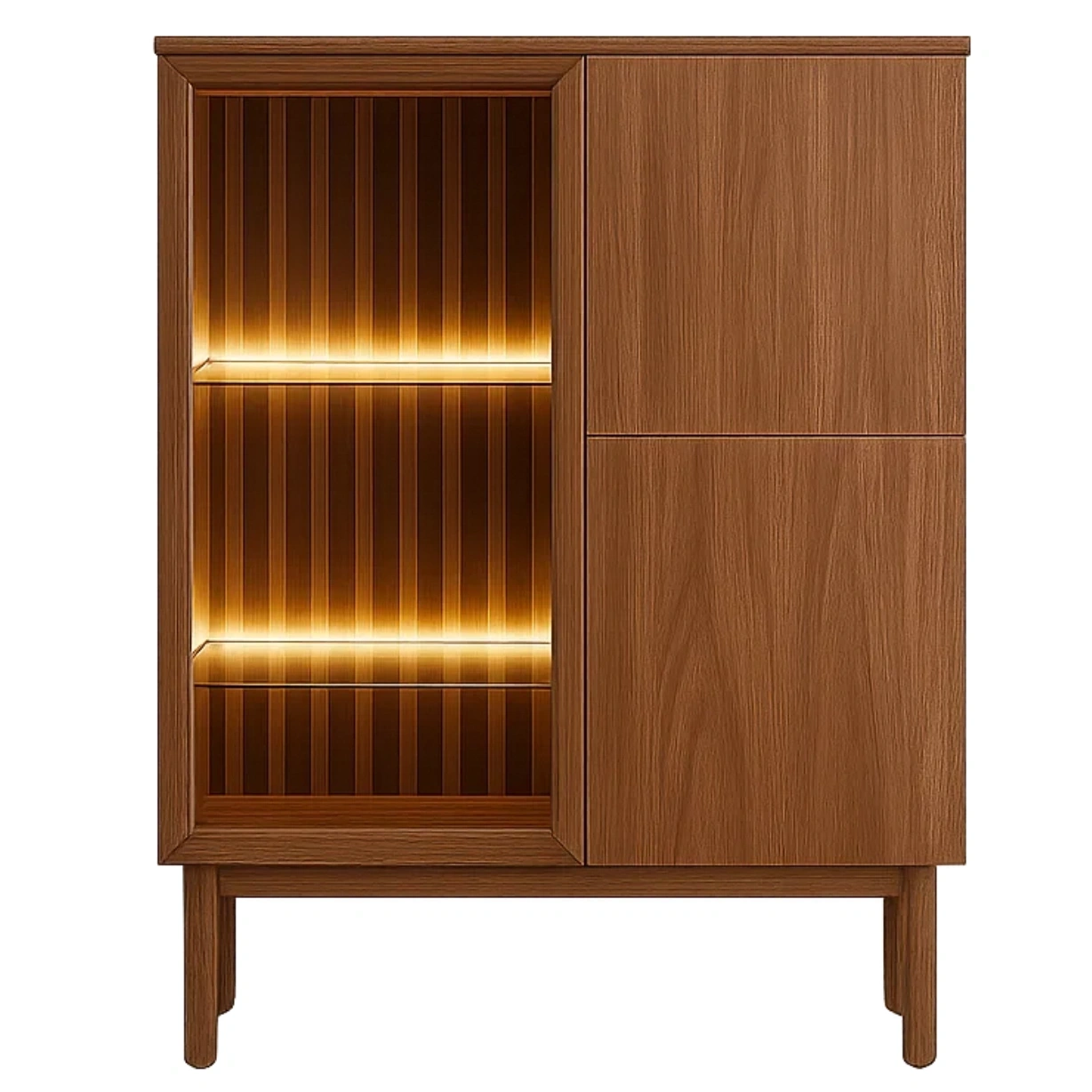 Vitrine avec porte en bois, chêne, éclairage LED, couleur marron, montage facile, pour salon ou salle à manger, 80 x 40 x 120 cm - w5F6OAAMt6To