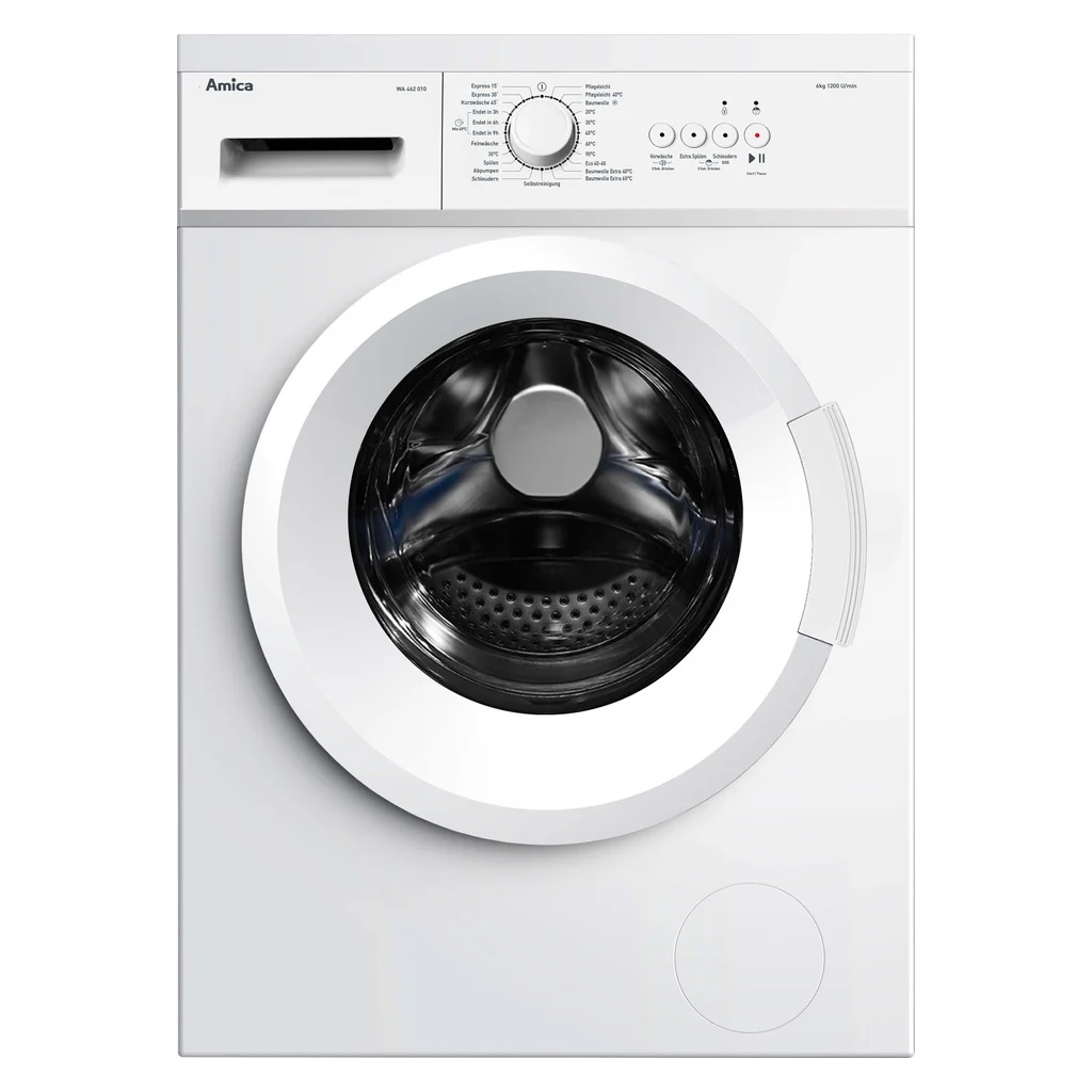 Amica WA 462 010 Slim Waschmaschine (Modelljahr 2025) – 6 kg. Kompakt und funktional.