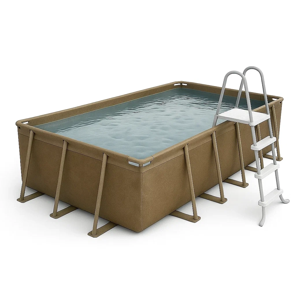 Piscine tubulaire rectangulaire amovible en acier 532 x 265 x 119 cm kaki/gris avec filtre et échelle hJInnml192Me