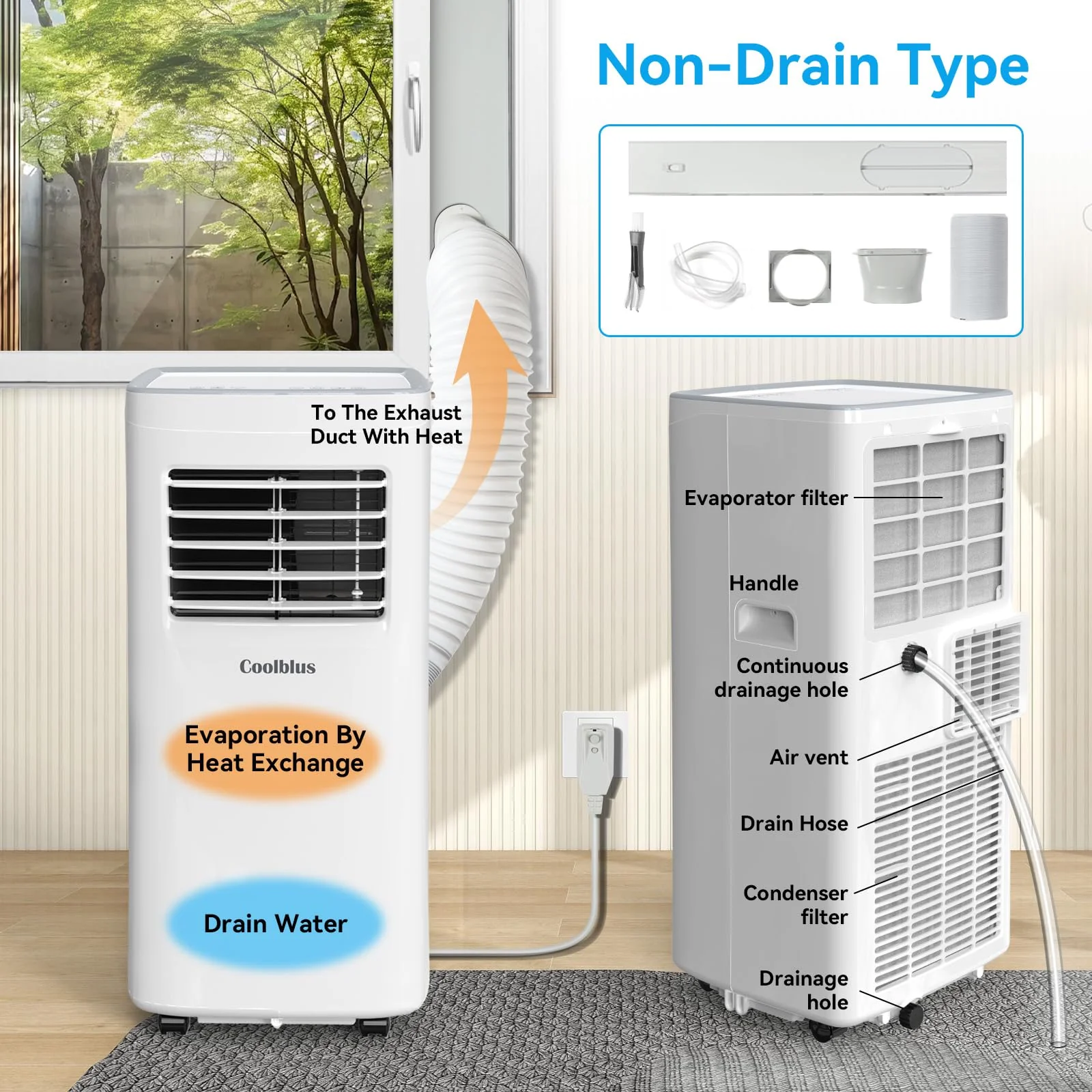 Coolblus Tragbare Klimaanlage 2025, 8500 BTU, für Räume bis zu 360 Quadratfuß