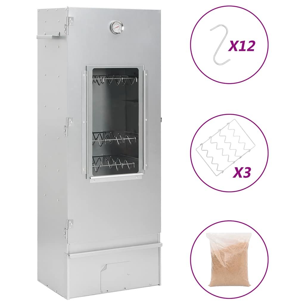 Räucherofen mit Holzspänen, verzinkter Stahl, 44,5 x 29 x 110 cm, Vidaxl