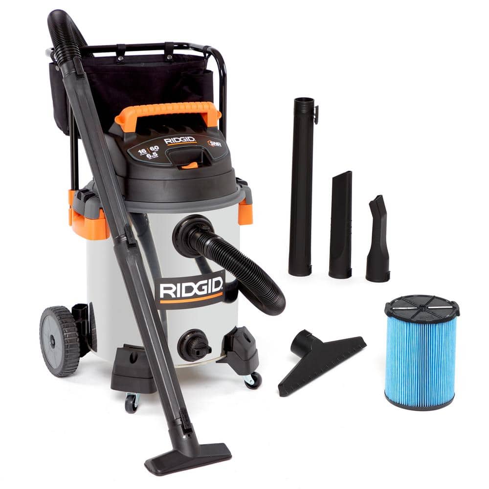 2025 NXT Nass-/Trockensauger, 16 Gallonen (ca. 60,6 Liter), 6,5 PS Spitzenleistung, Edelstahl, mit Feinstaubfilter, arretierbarem Schlauch und Zubehör WD1956