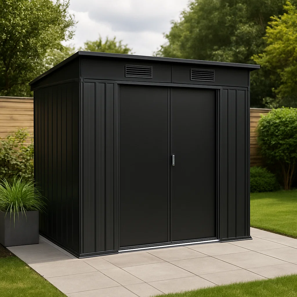 Abri de jardin en acier galvanisé noir, 180 x 150 x 200 cm vuKnqjb234qk