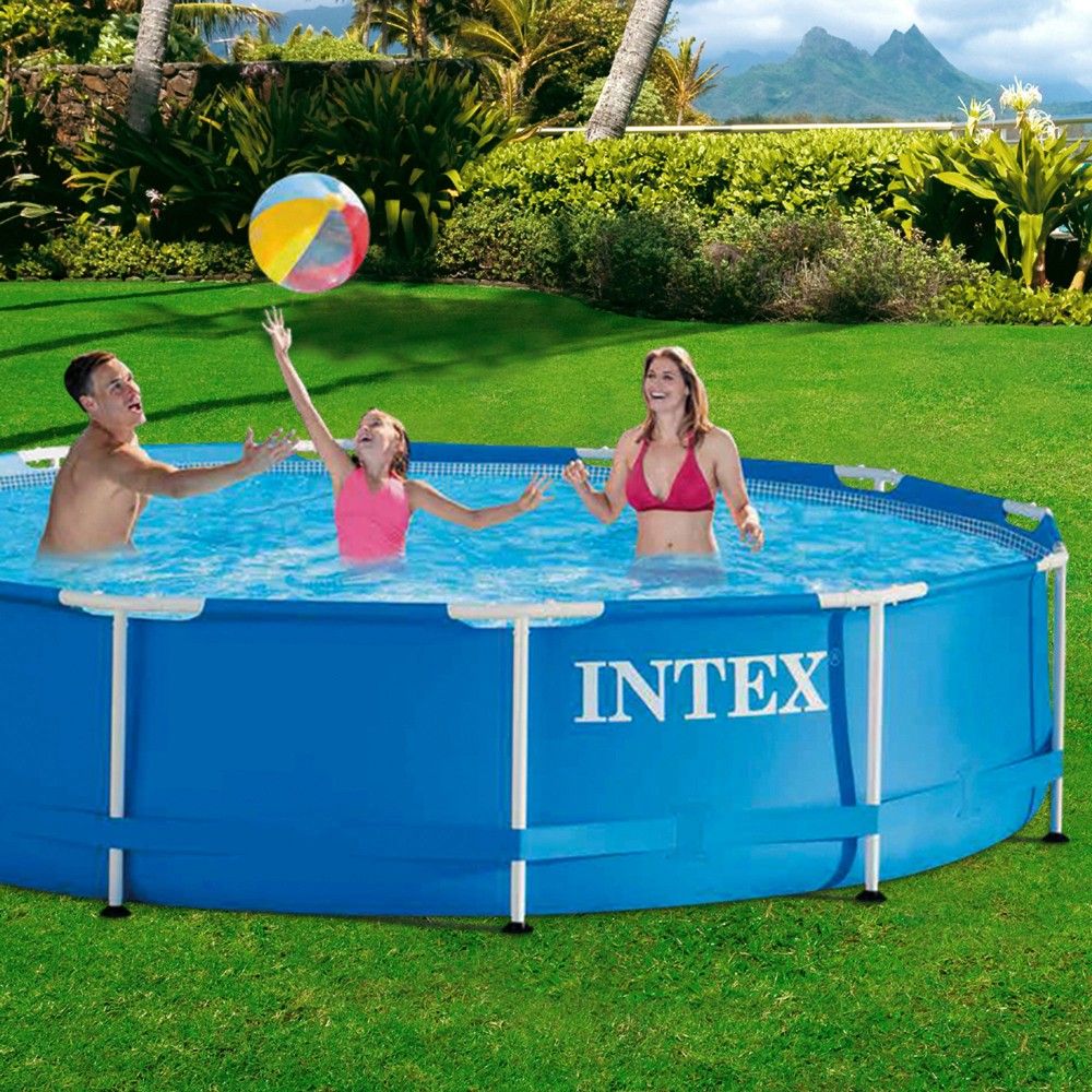 Abnehmbarer runder PVC-Pool (366 x 76 cm), blau, Intex