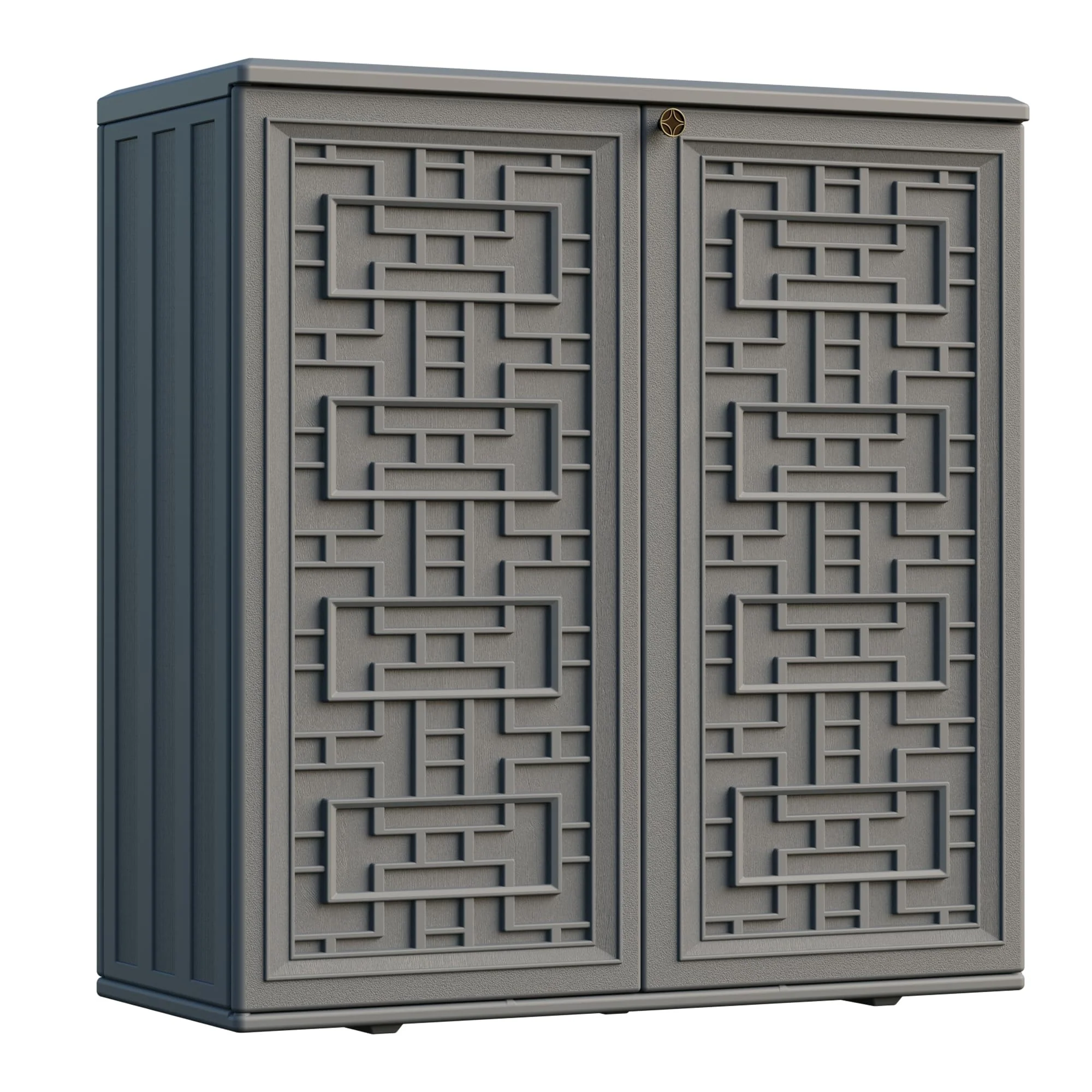 Wasserdichter Aufbewahrungsschrank mit Ablage für drinnen und draußen – Cremeweißer Kunststoffschrank für Terrasse, Garten und Hinterhof. Maße: 87 x 38 x 92 cm