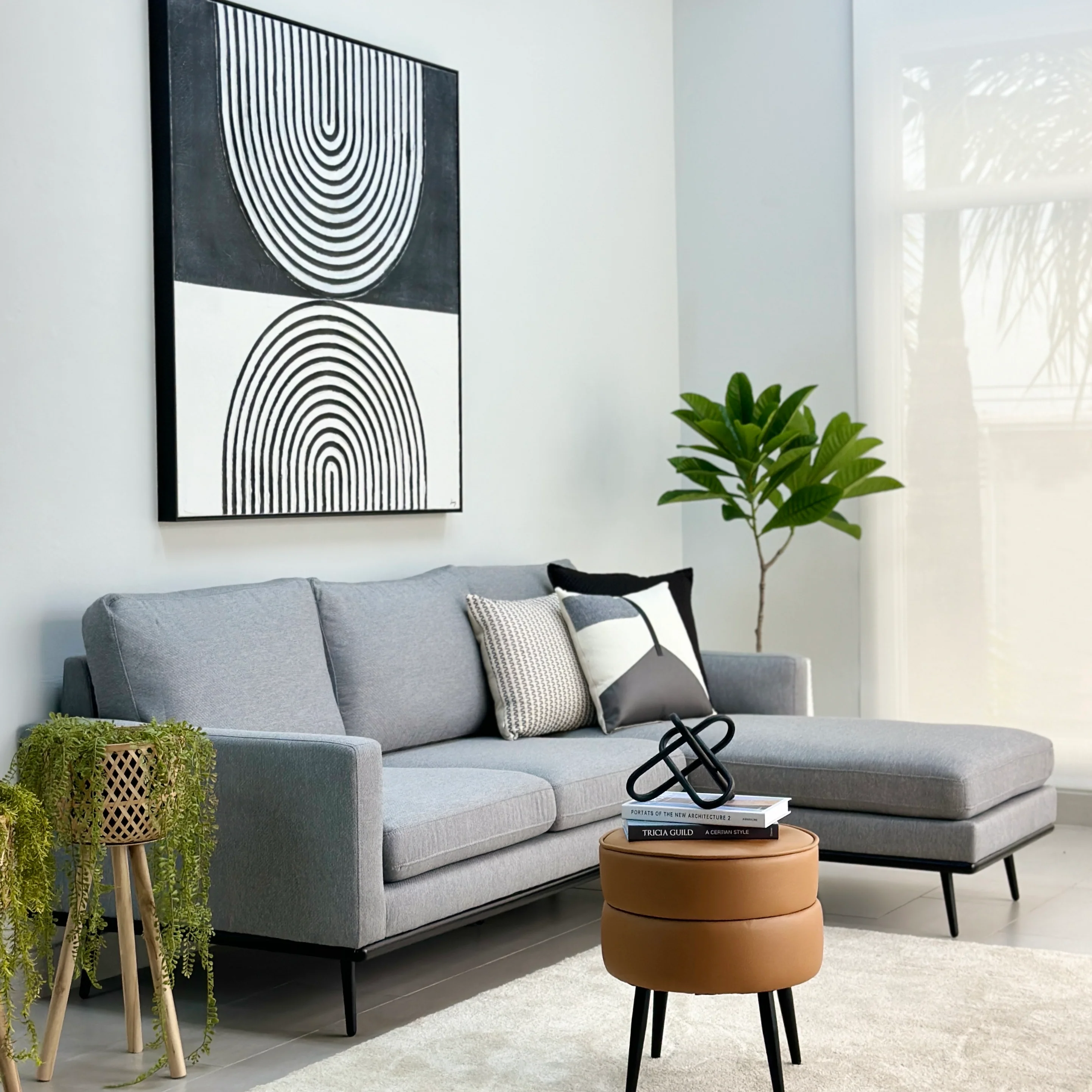 Bequeme, wendbare Chaiselongue, graues Ecksofa