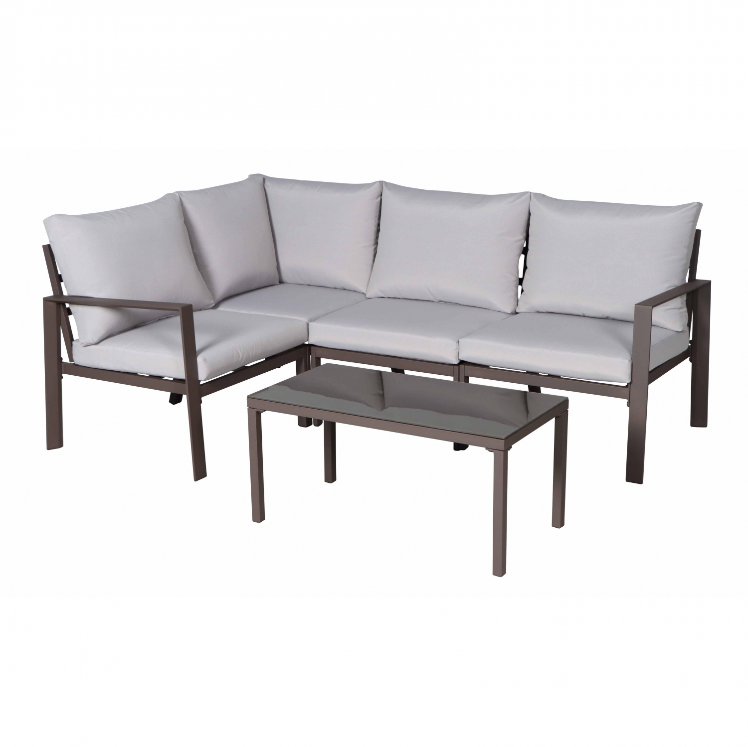 Aluminium-Eckgarten-Set: Tisch + Eckelement, Malaga