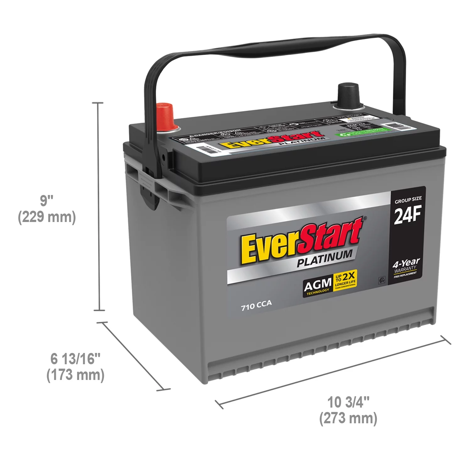 EverStart Platinum AGM Autobatterie. Gruppe 24F. 12 V. 750 A (Kaltstartstrom).