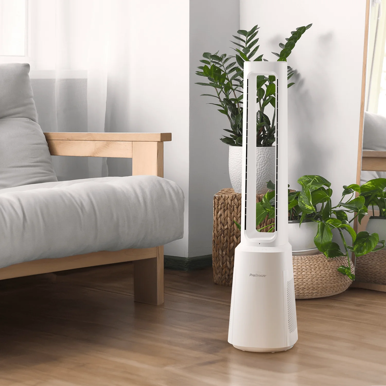 OmniAir 41 Premium Turmventilator ohne Rotorblätter mit Luftreiniger – Weiß