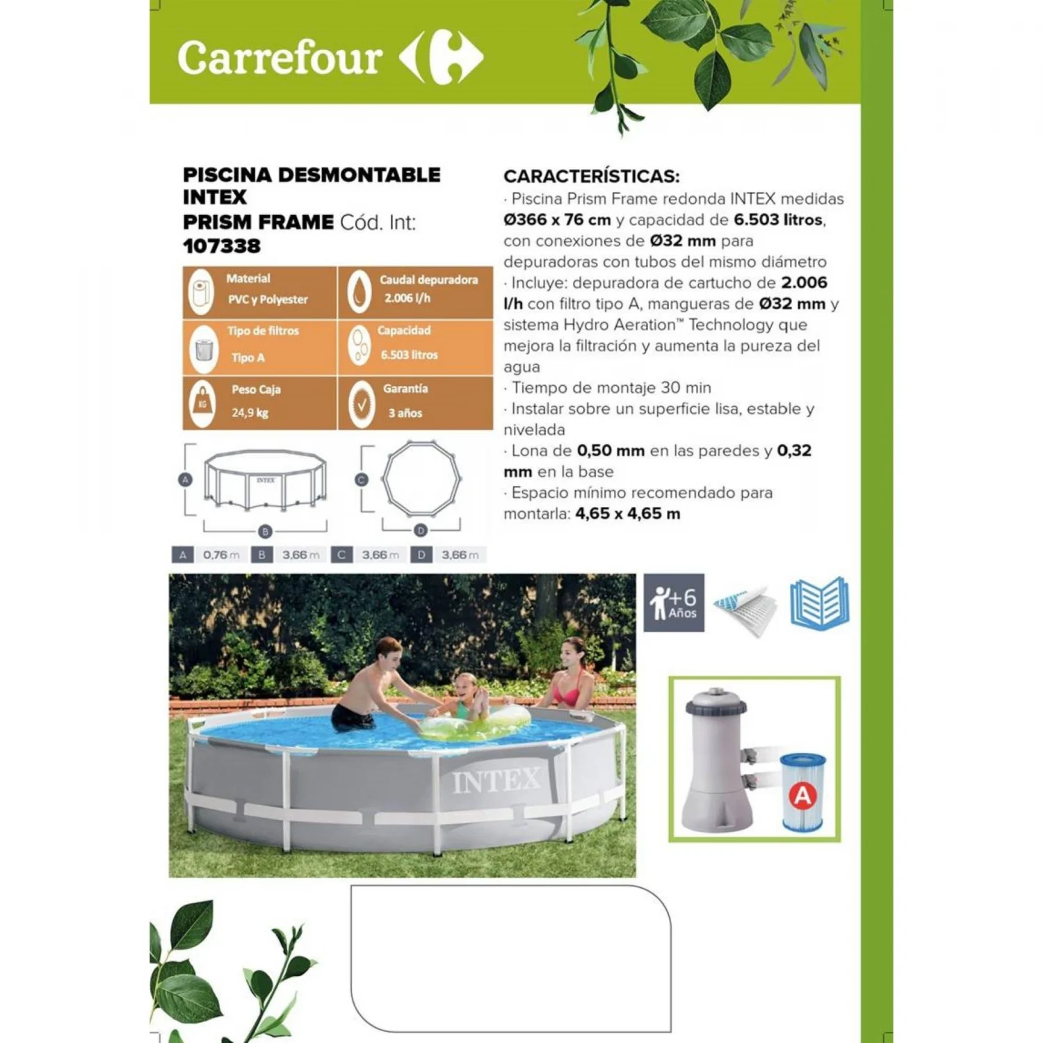 Prism Frame Rundpool 366x76 cm