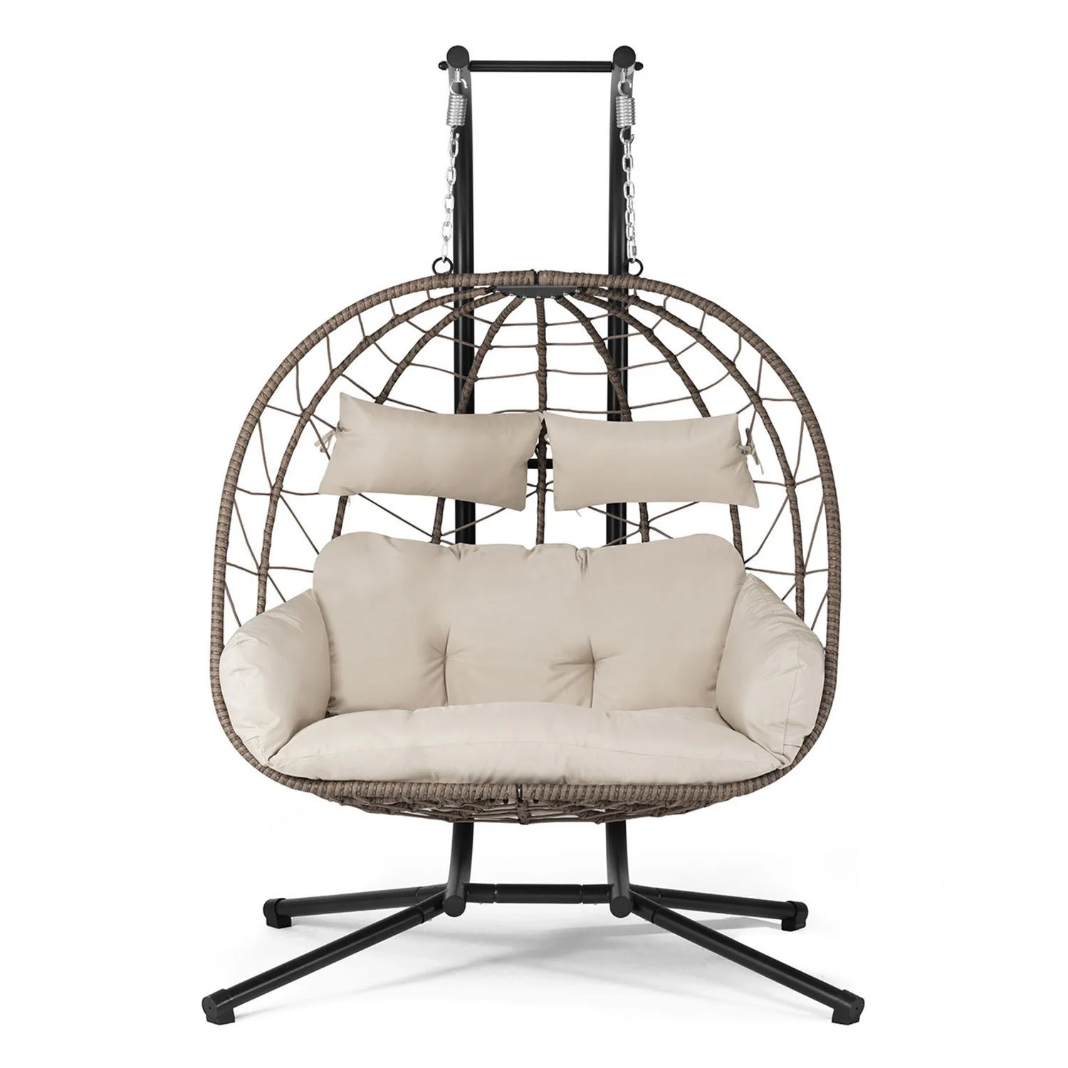 2025 Aria Doppel-Hängesessel aus geflochtenem Kunstharz