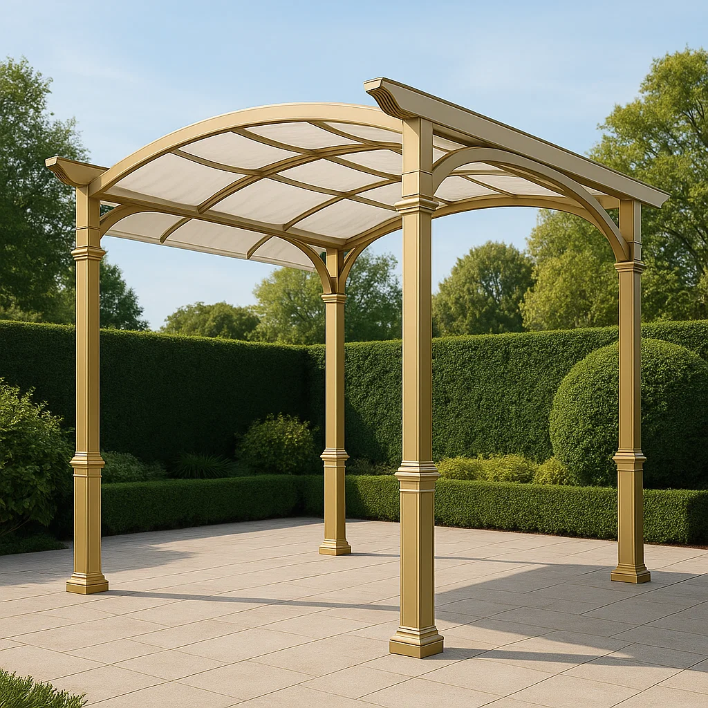 Pergola de jardin en aluminium - Couleur or - pour usage extérieur - 400 cm de long x 250 cm de haut x 400 cm de profondeur tXXjOHJ311KS