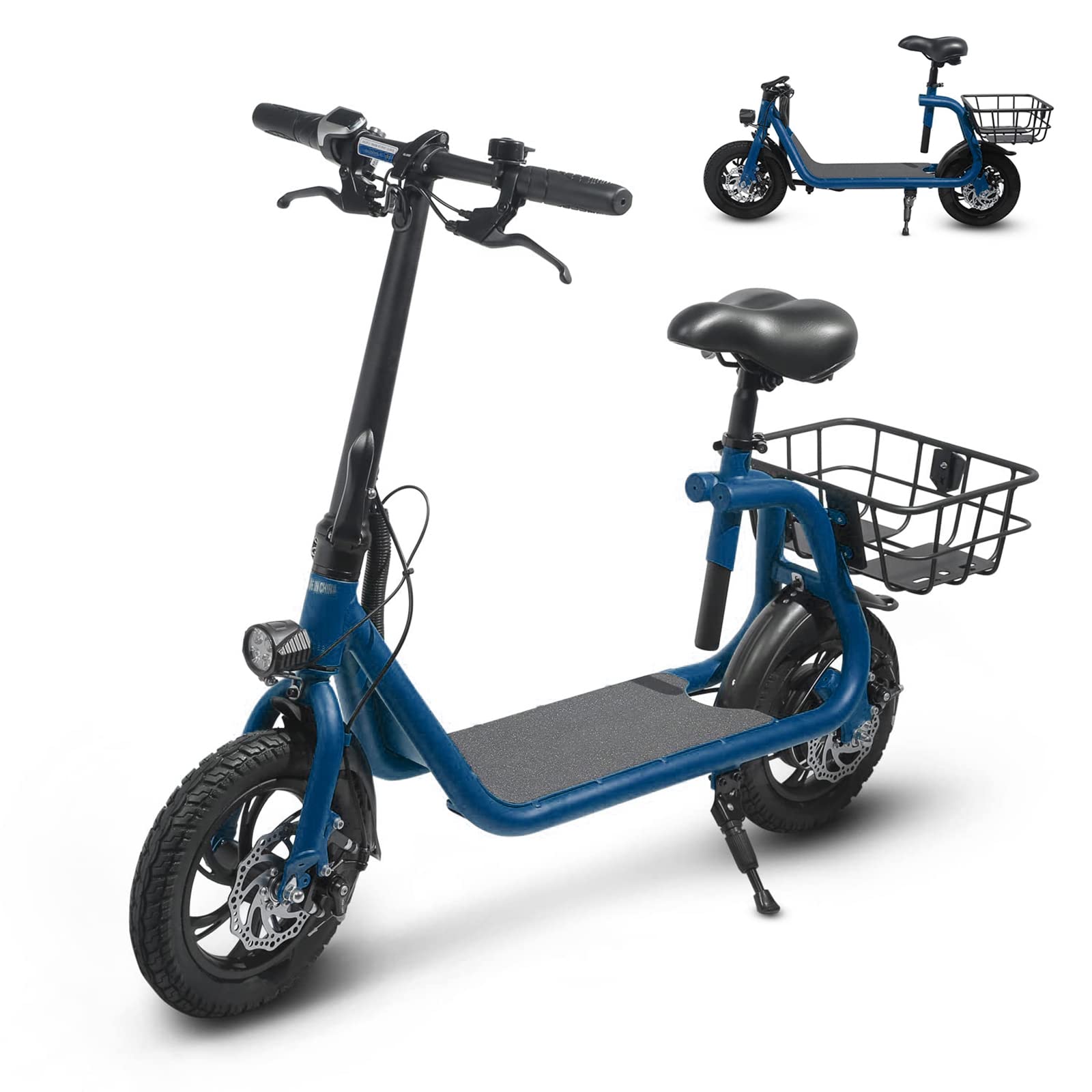 Klappbarer Elektroroller für Erwachsene mit Sitz. 450-W-Bürstenlosmotor. 12-Zoll-Geländereifen. 32 km Reichweite. Leicht und tragbar.