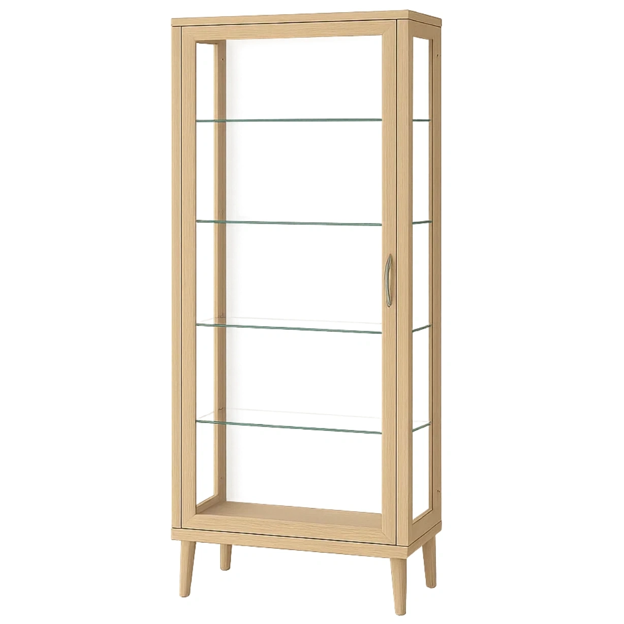 Vitrine à portes vitrées, 5 étagères, bois clair, montage facile, pour salon, 60 x 35 x 150 cm - U0sILJsbBWcu