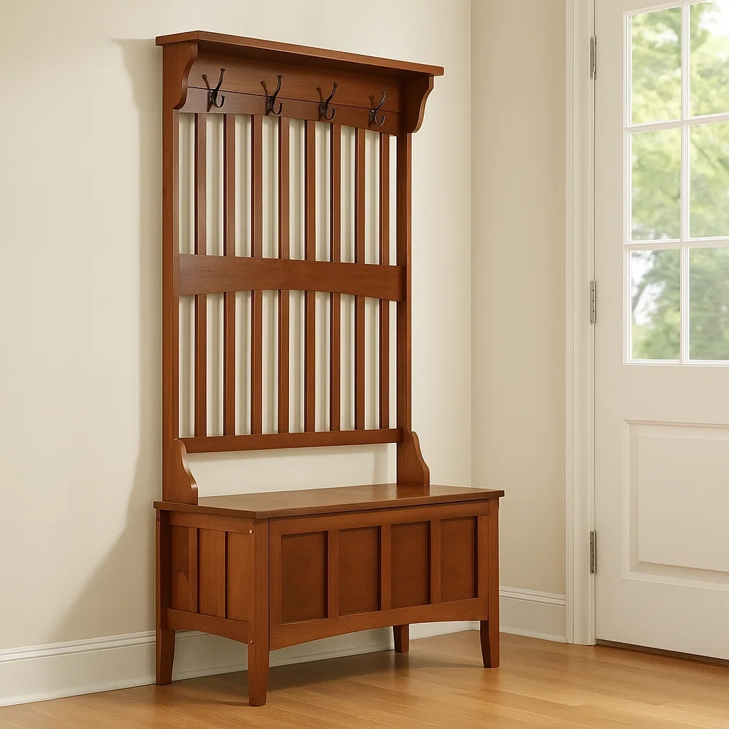 Meuble d'entrée en noyer, bois, 91 x 46 x 163 cm