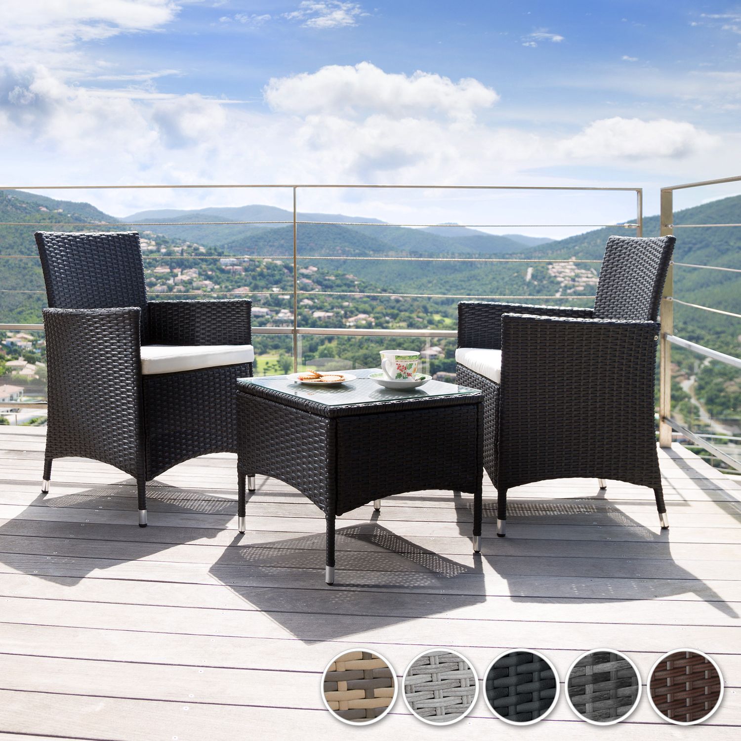 Luzern Rattan-Set mit 4 Kissenbezügen – Natur