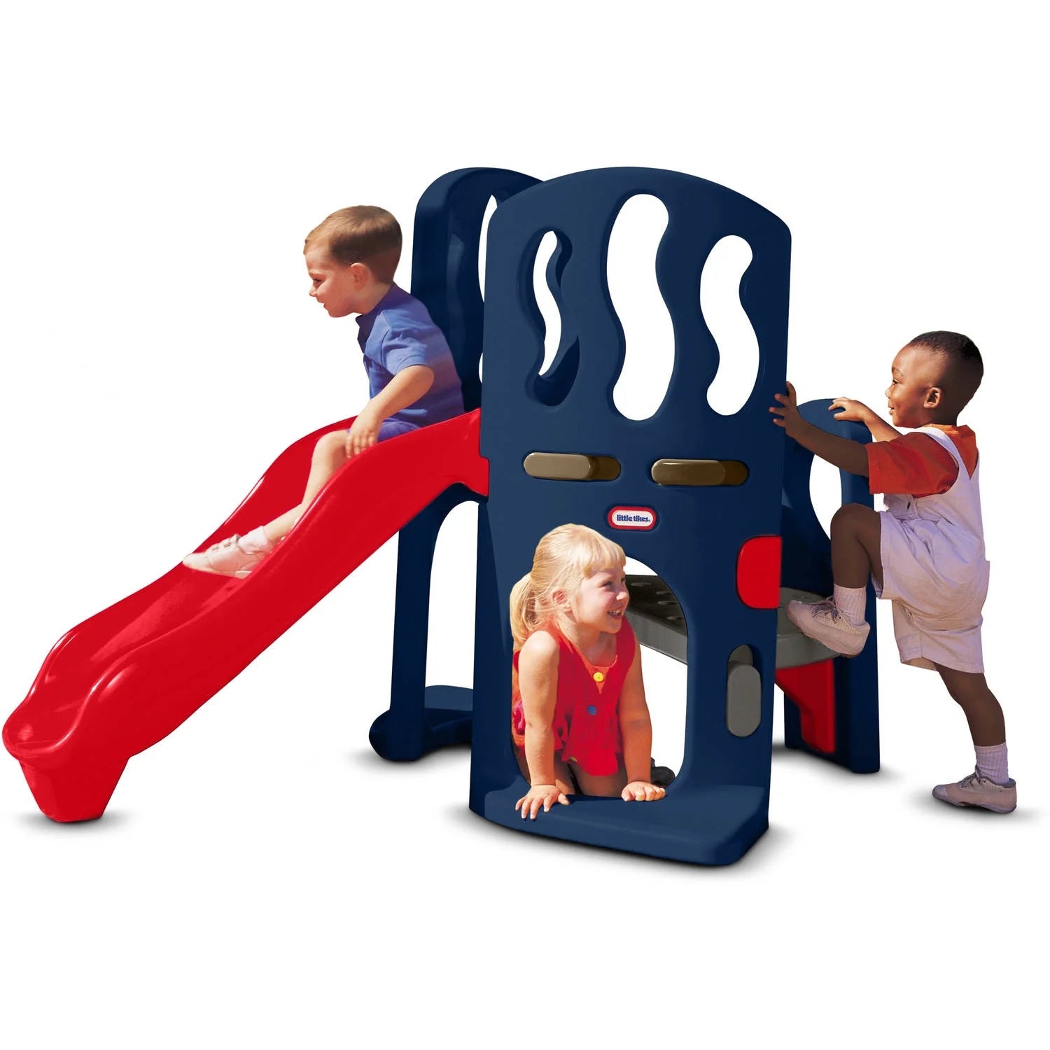 Little Tikes Hide & Slide Klettergerüst, Blau und Rot - Kletterspielzeug und Rutsche für Kinder von 2-6 Jahren