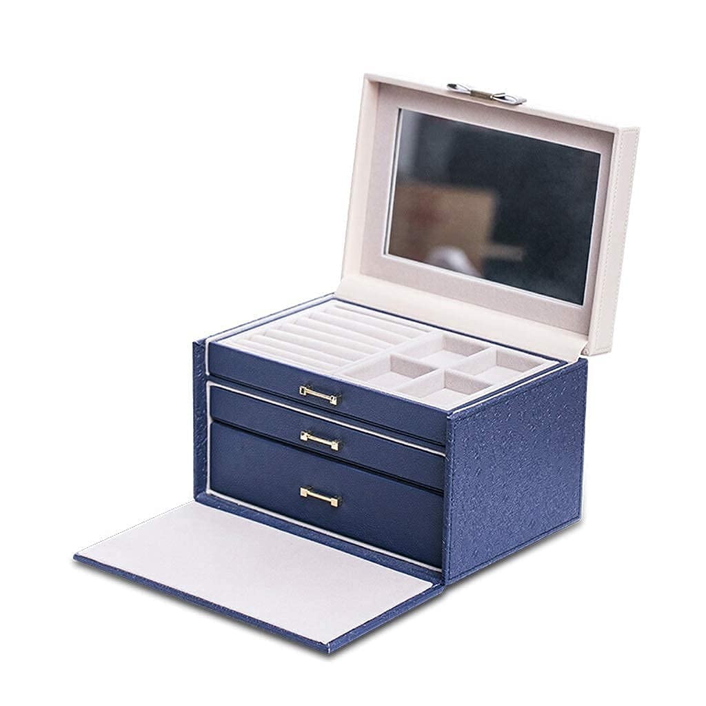 Mehrstufige Schmuckschatulle mit Spiegel für Halsketten, Ohrringe und Armbänder