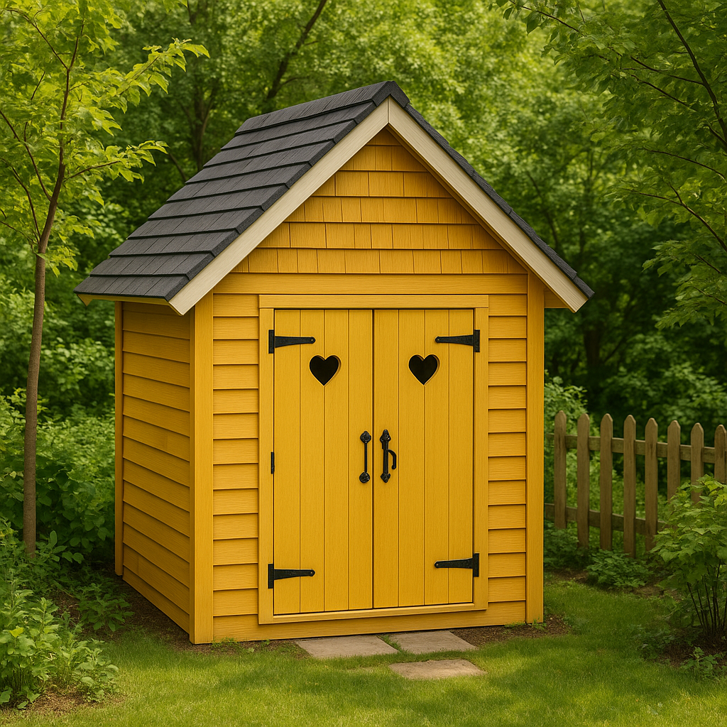 Abri de jardin en bois jaune et noir, bois synthétique, extérieur, 200×180×250 cm