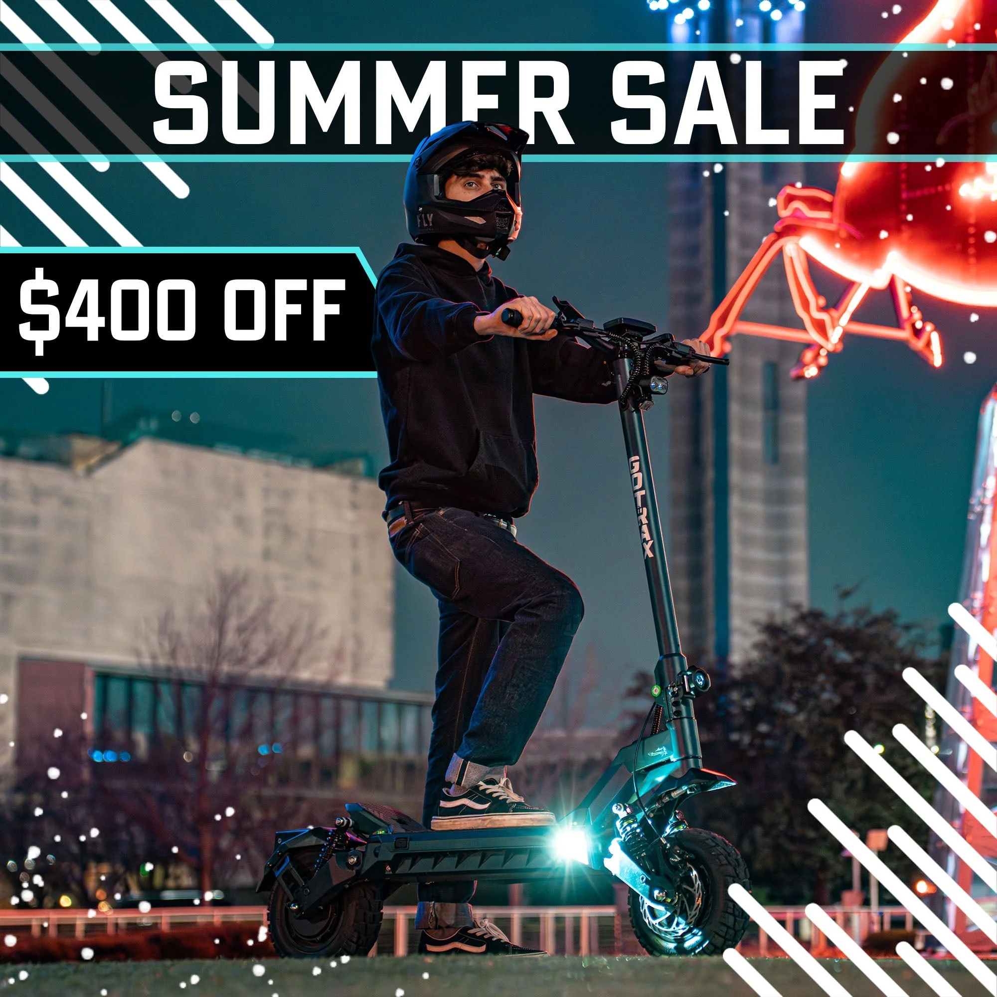 Gotrax GX3 All-Terrain-Elektroroller (Modelljahr 2025) – Leistungsstarke Doppelmotoren. Höchstgeschwindigkeit 64 km/h. Geländereifen.