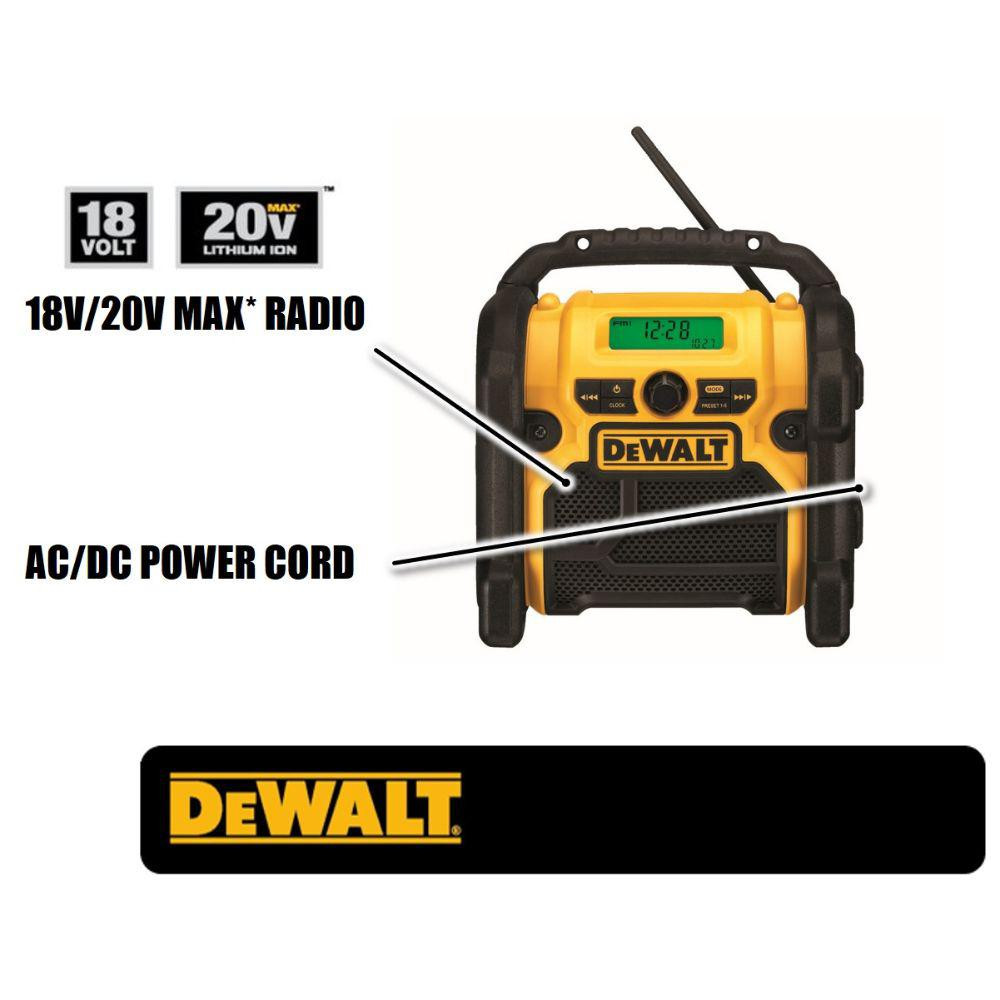 2025 DEWALT 20-Volt MAX Kompaktradio mit Kabel/Funk