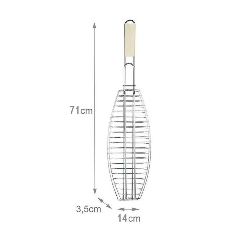 Fischgrill für Barbecue, 71 x 14 cm, Einzelgrill