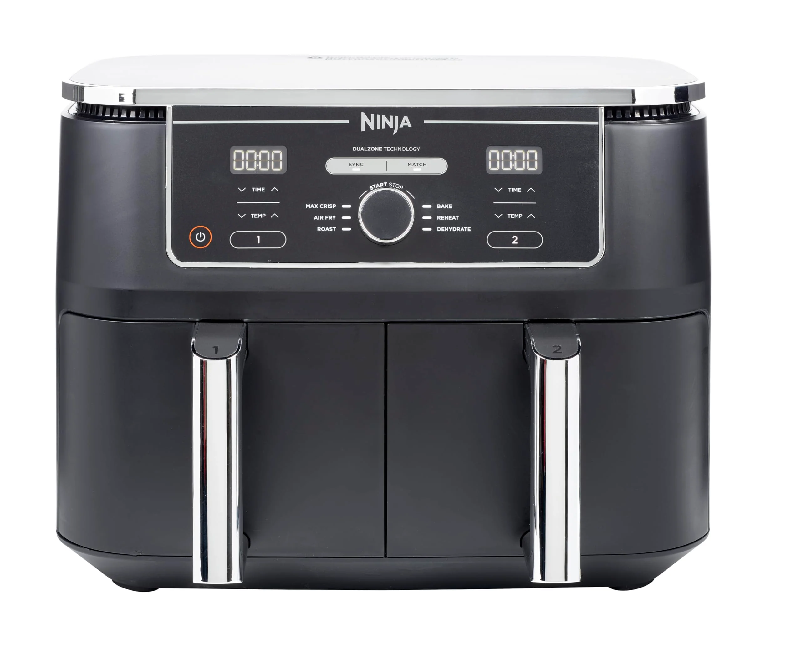Ninja Foodi MAX Dual Zone Digital-Heißluftfritteuse (Modelljahr 2025). 9,5 l. 2 Kammern. Antihaftbeschichtung. Spülmaschinenfeste Körbe. 6-in-1-Funktion. 8 Portionen. Schwarz AF400EU