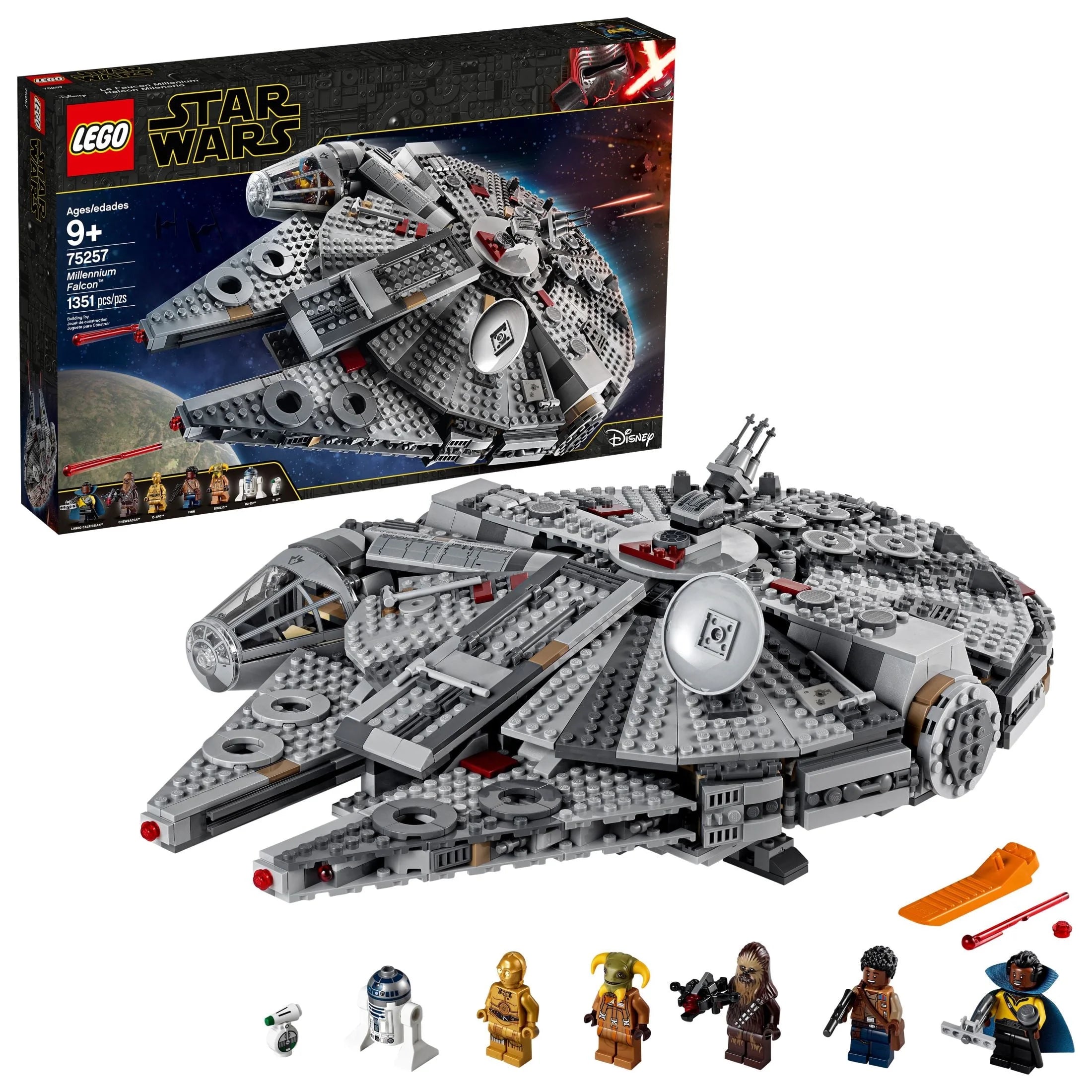 LEGO Star Wars Millennium Falcon 75257 Bauset – Raumschiffmodell mit Minifiguren von Finn, Chewbacca, Lando Calrissian, Boolio, C-3PO, R2-D2 und D-O, aus der „Der Aufstieg Skywalkers“-Filmkollektion
