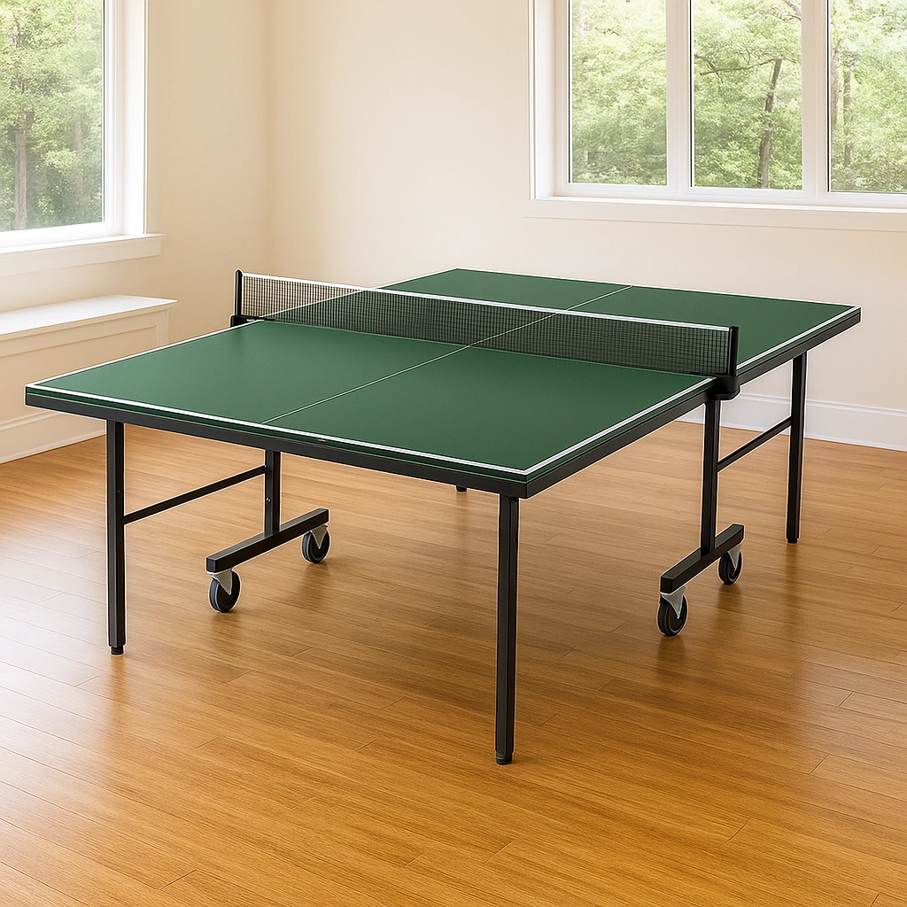 Table de ping-pong, plateau vert, cadre en métal noir 274 x 152,5 x 76 cm