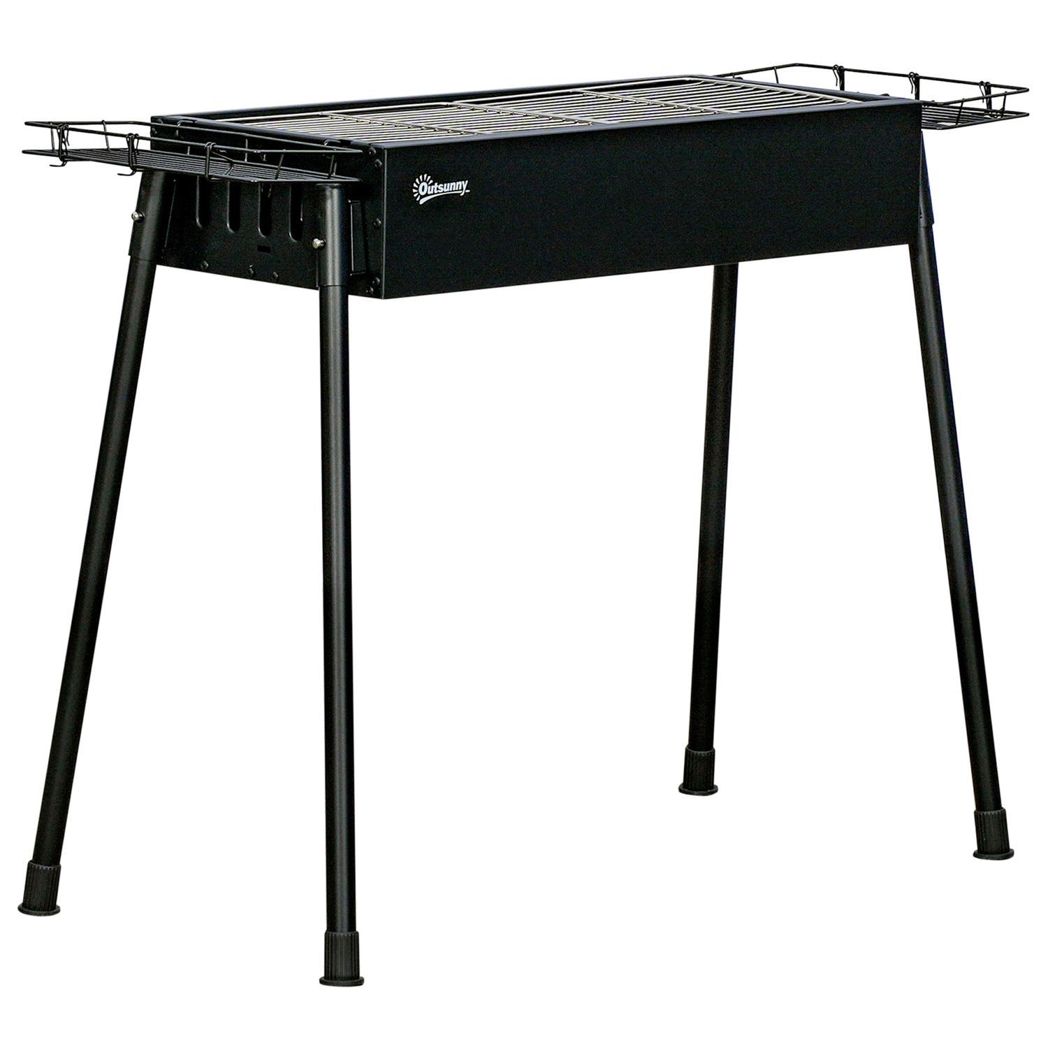 Outsunny Holzkohlegrill, Edelstahl, Metall, 77 x 30 x 70 cm, Schwarz