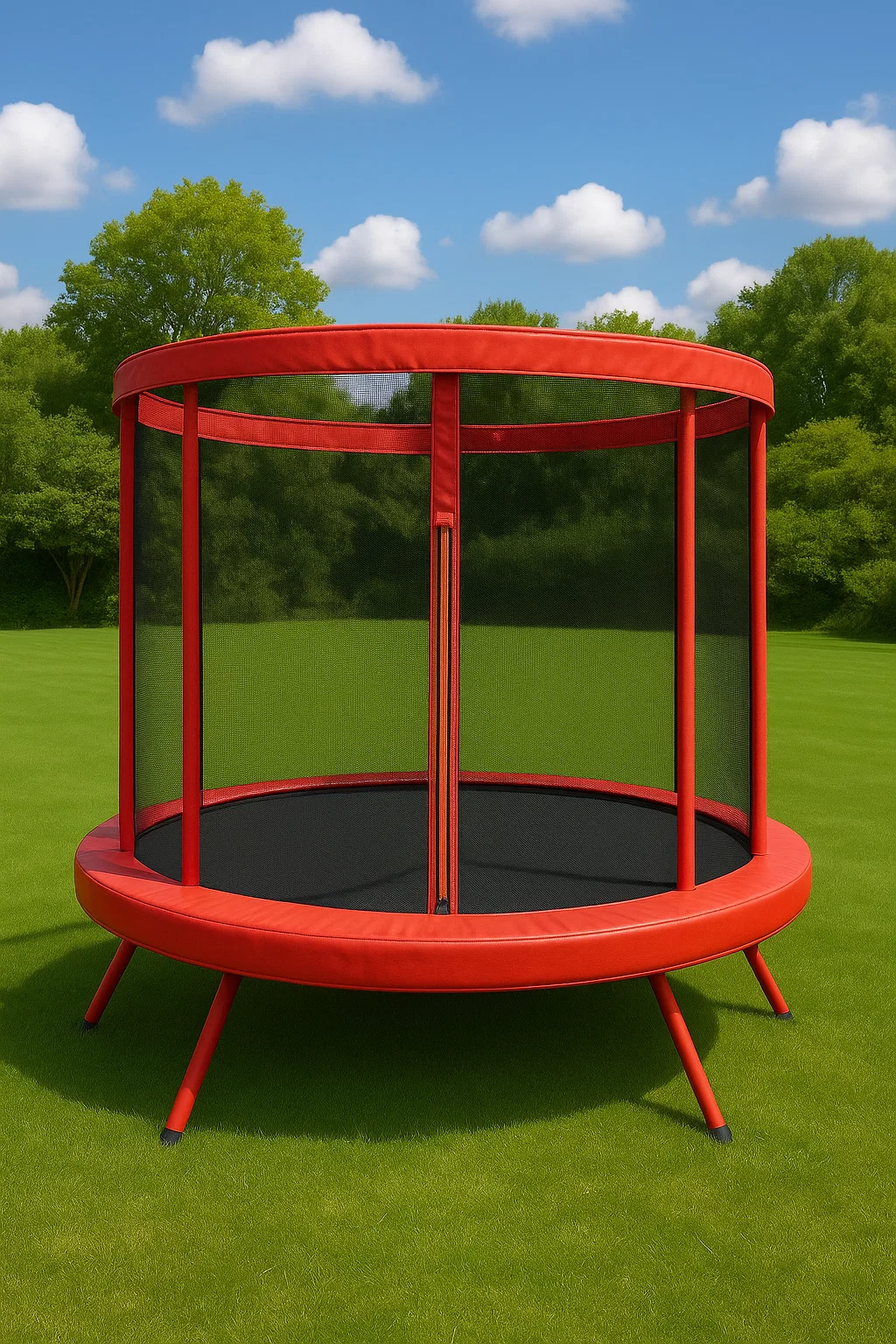 Trampoline rond rouge en plastique pour enfants, pour jardin, 200 x 200 x 160 cm, fUjdMDE122Id