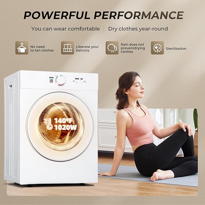 EUHOMY Tragbarer Kompakttrockner 2025 mit Abluftkanal