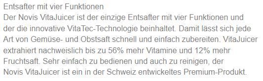 2025 Novis VitaJuicer S1 SEV Schwarzer Entsafter (GEBRAUCHT)