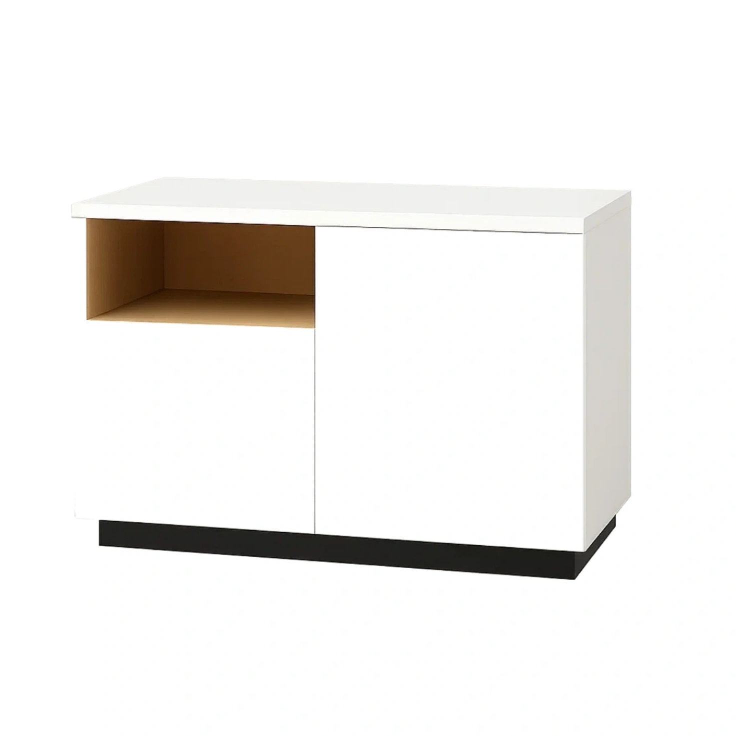 Îlot de cuisine rectangulaire avec étagère et porte, en bois blanc et naturel, autoportant, 100 x 45 x 80 cm, pour cuisine domestique - d3cbHuD3M8ry