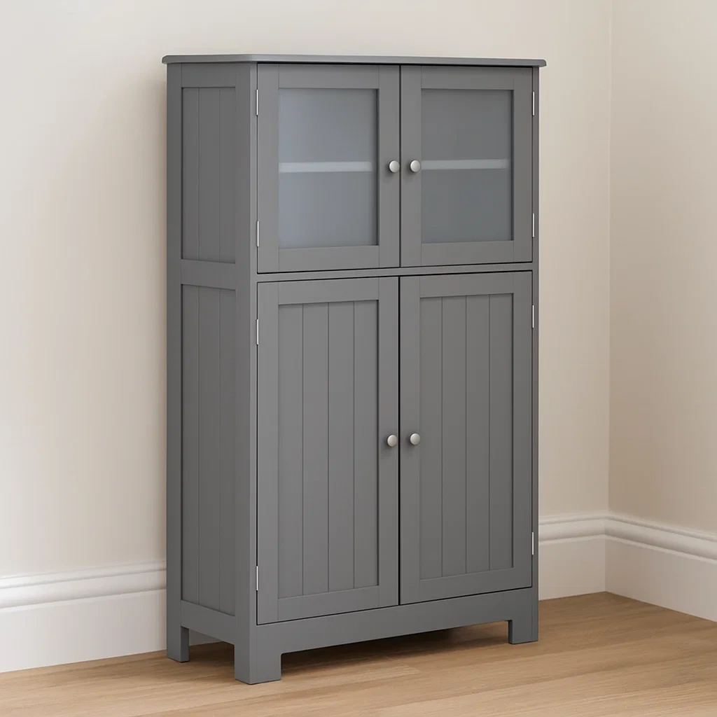 Armoire de bureau grise en bois, adaptée à un usage intérieur, 58 x 30 x 109 cm