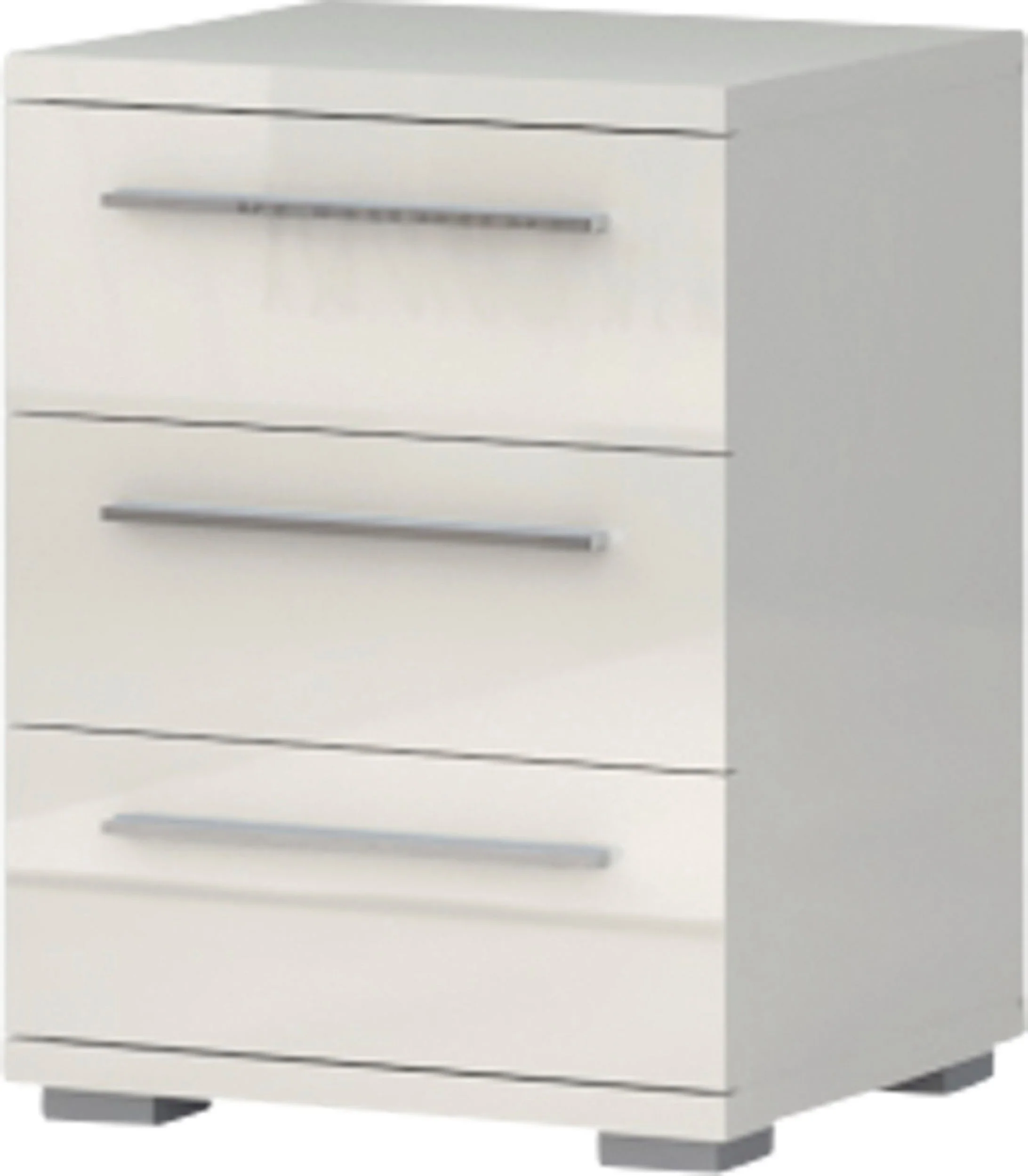 Hochglanzbeiger Klaviernachttisch mit 3 Schubladen, 42 cm breit