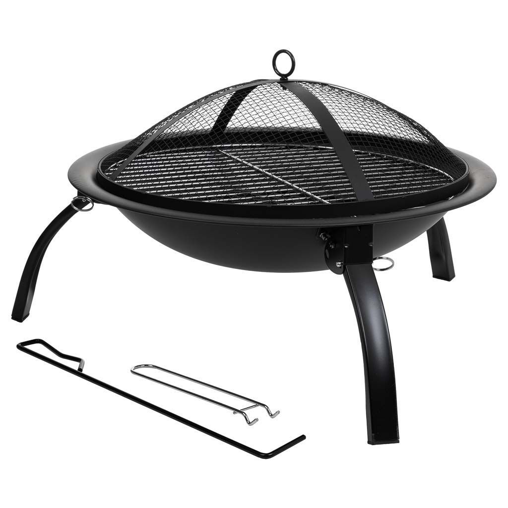 Metall-Außengrill mit Grillrost – Schwarz