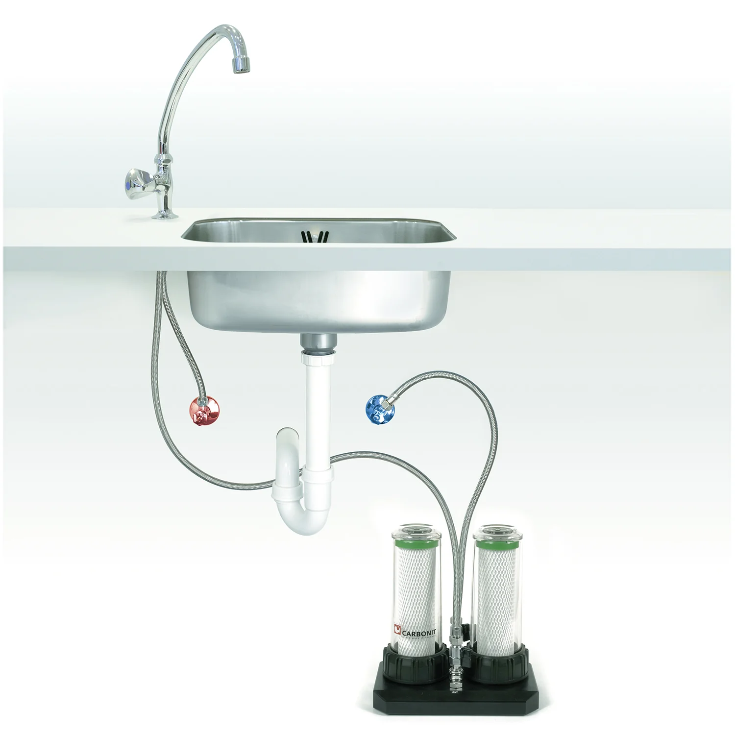 Carbonit DUO HPP Parallel 2025 – Untertisch-Wasserfilter mit Doppelkartusche. Ohne Wasserhahn.