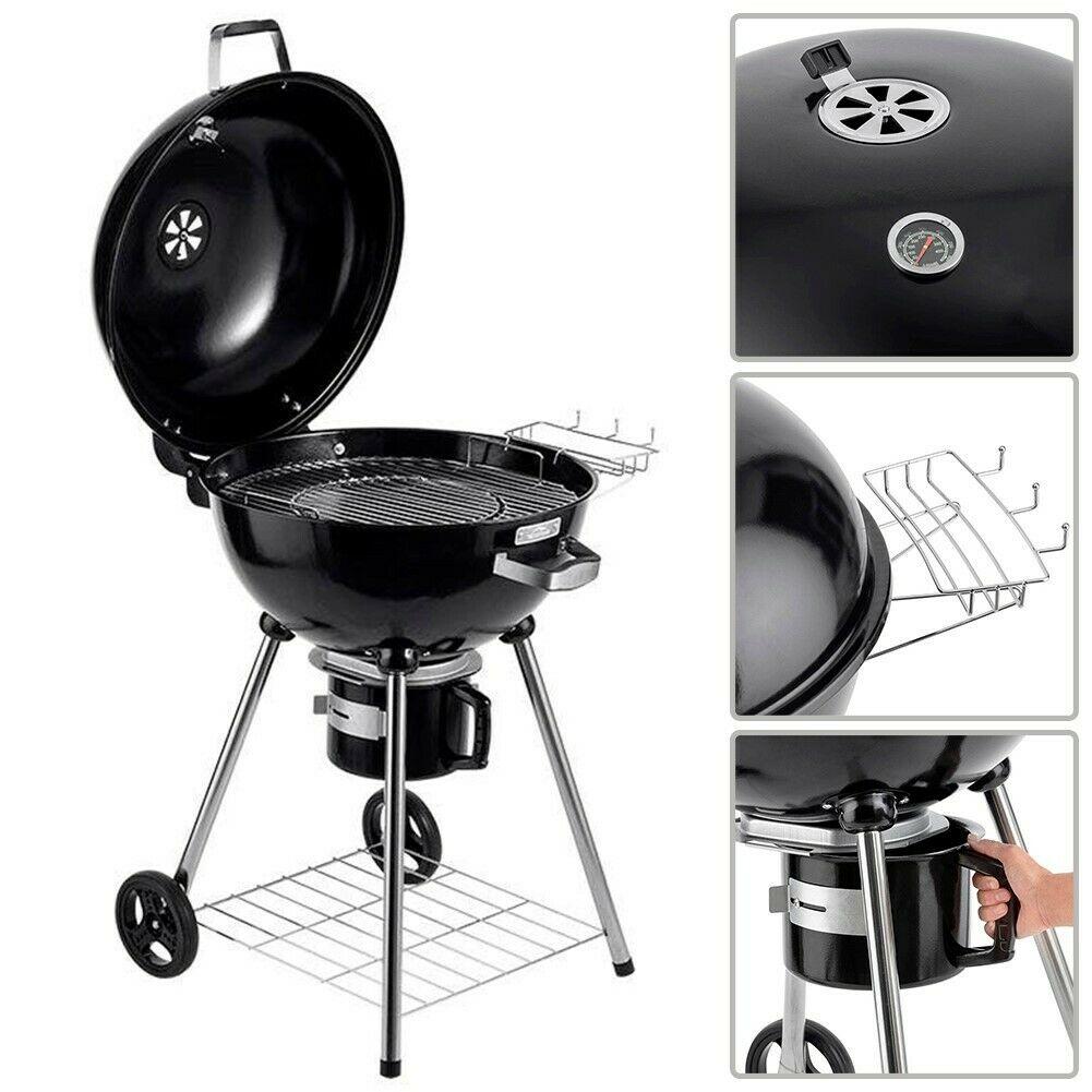 2025 Tragbarer 22-Zoll-Kugelgrill mit Holzkohle für Grillen, Camping, Garten und Kochen im Freien