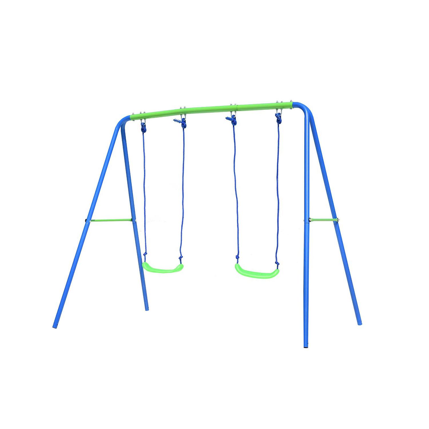 Doppelschaukel für Kindergärten + Spielset aus Metall für Kinder ab 3 Jahren, Outdoor-Spielzeug, 220 x 138 x 182 cm, Tragkraft bis zu 45 kg