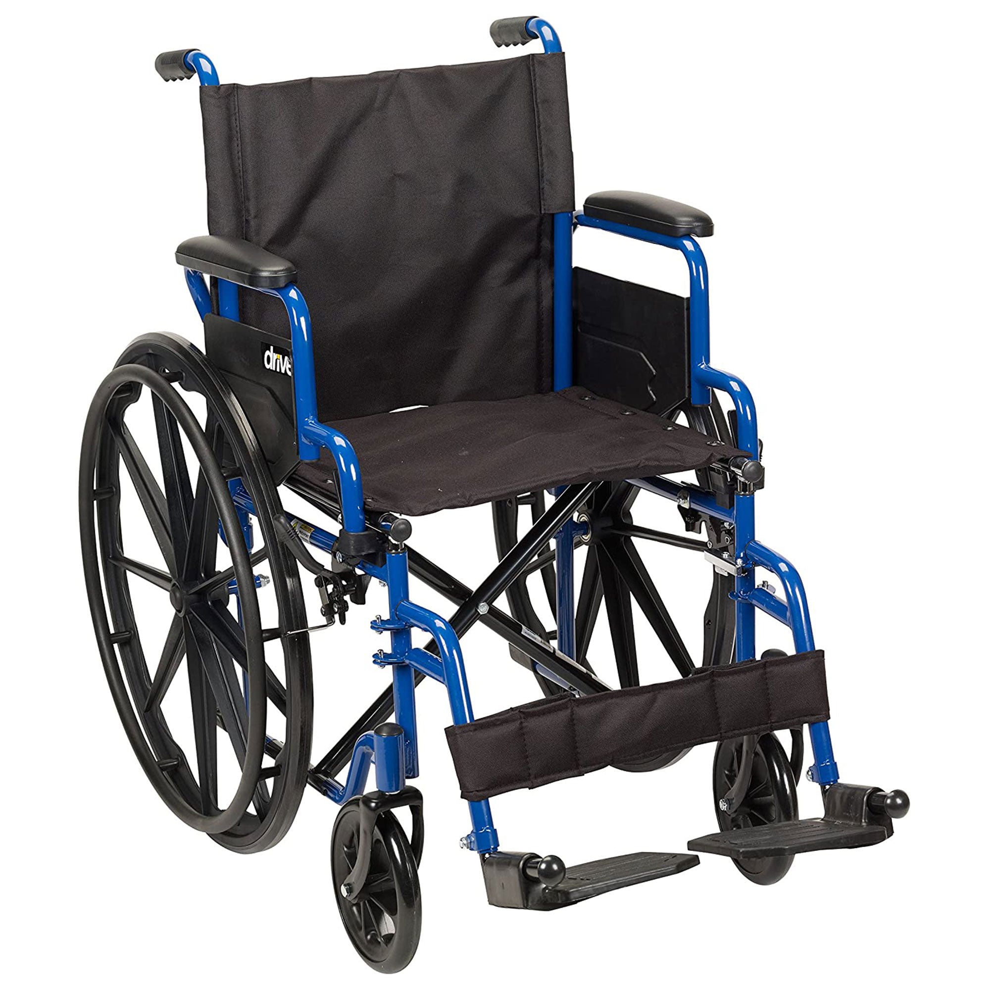 2025 Drive Medical Blue Streak Leichtbau-Faltrollstuhl mit 20 Zoll breitem Sitz