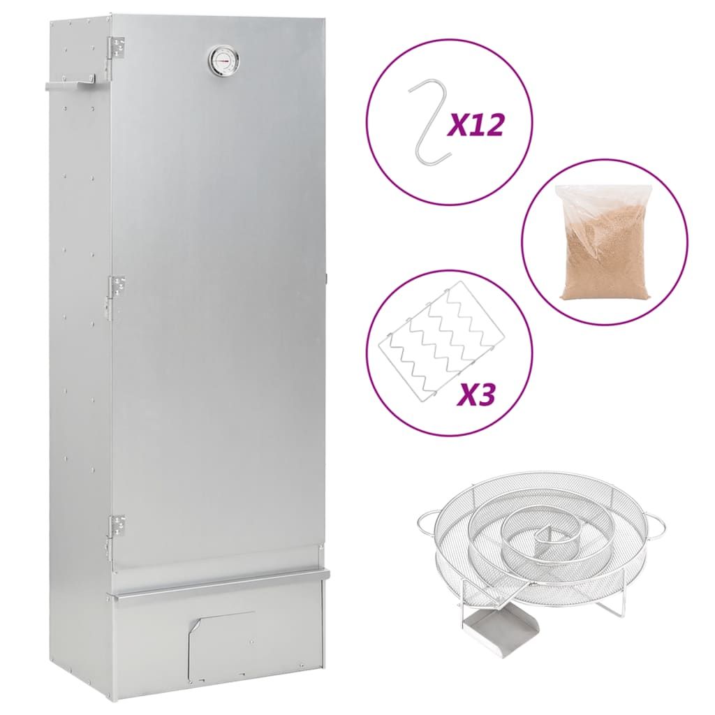 VidaXL BBQ-Smokerofen mit Kaltrauchgenerator, verzinkter Stahl