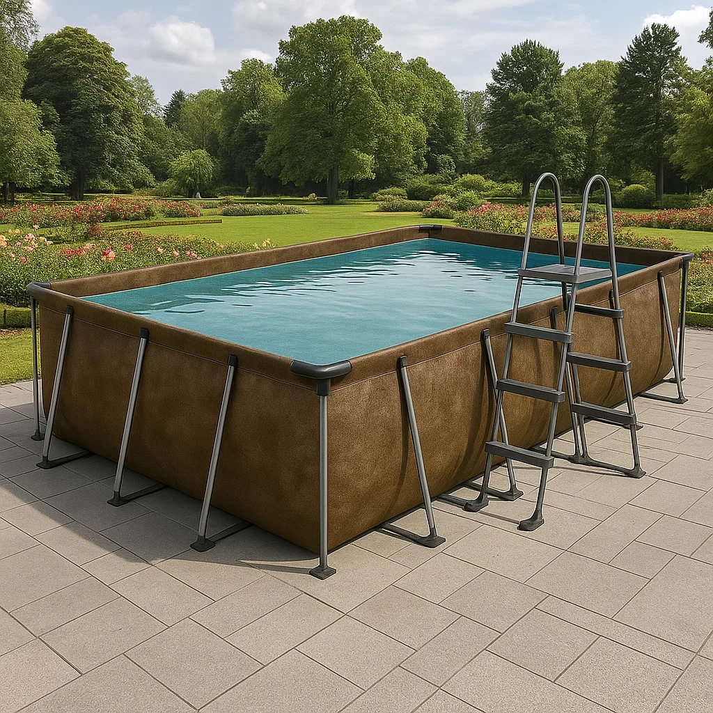 Piscine tubulaire rectangulaire amovible en acier, 532 x 265 x 119 cm, marron/gris, avec filtre et échelle UuLChKB186CP